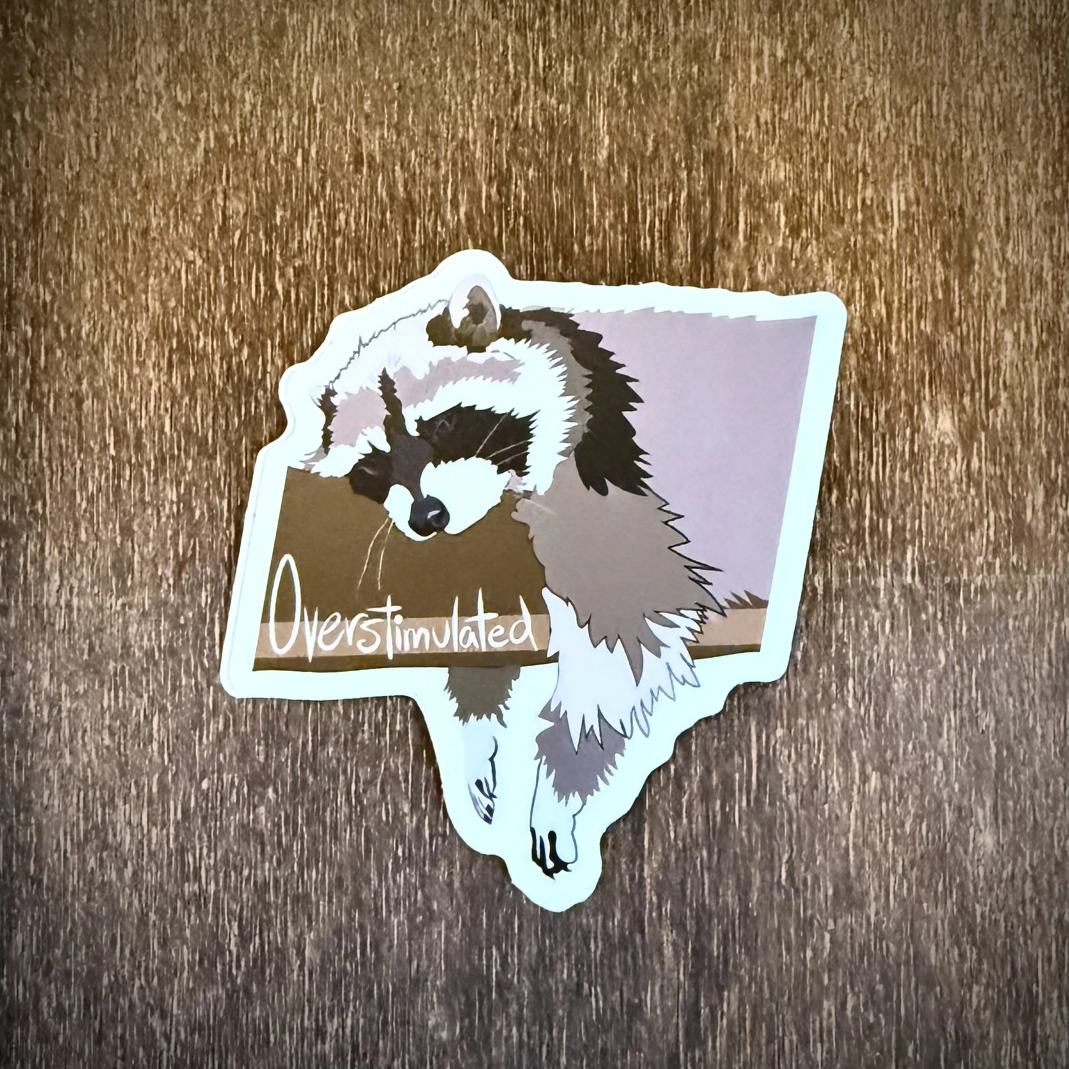 Overstimulated Raccoon Sticker