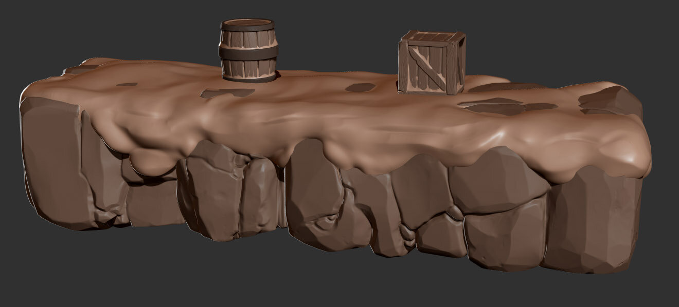 As we started to convert the scenes from hand painted to pbr, I created initial assets to establish the look and show how these could integrate with the hand painted background cards.