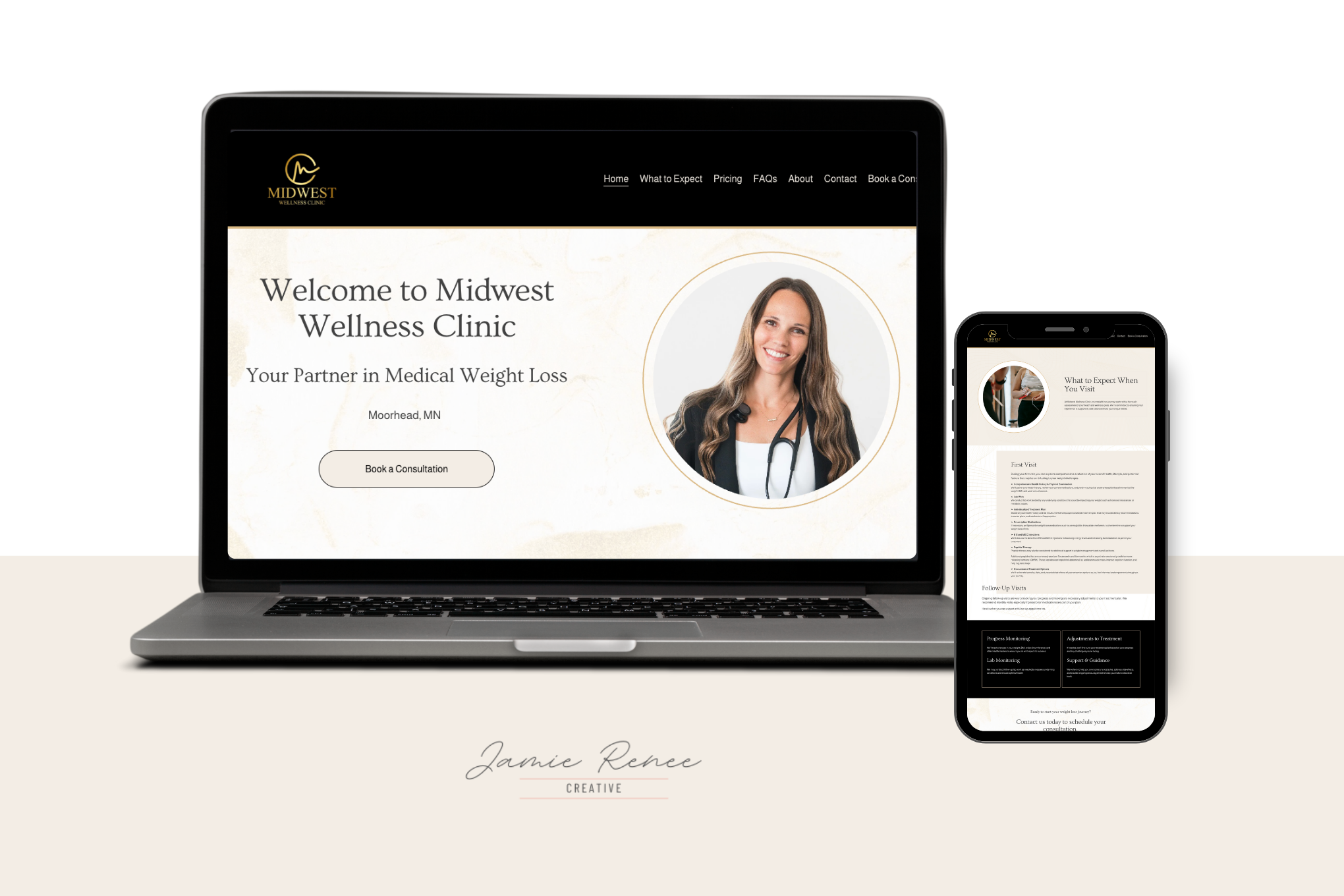 Example of a web design by Jamie (web designer and owner): Midwest Wellness Clinic