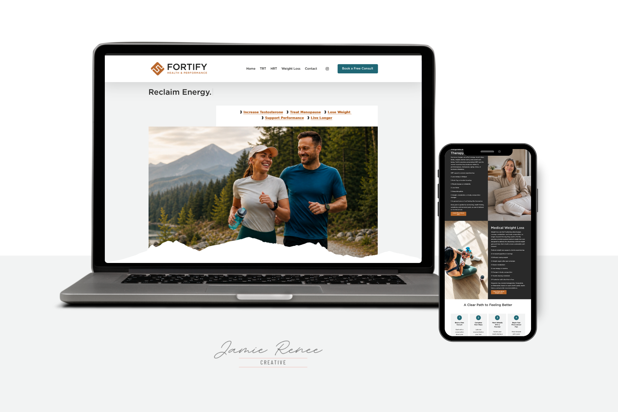 Example of a web design by Jamie (web designer and owner): Fortify Health & Performance