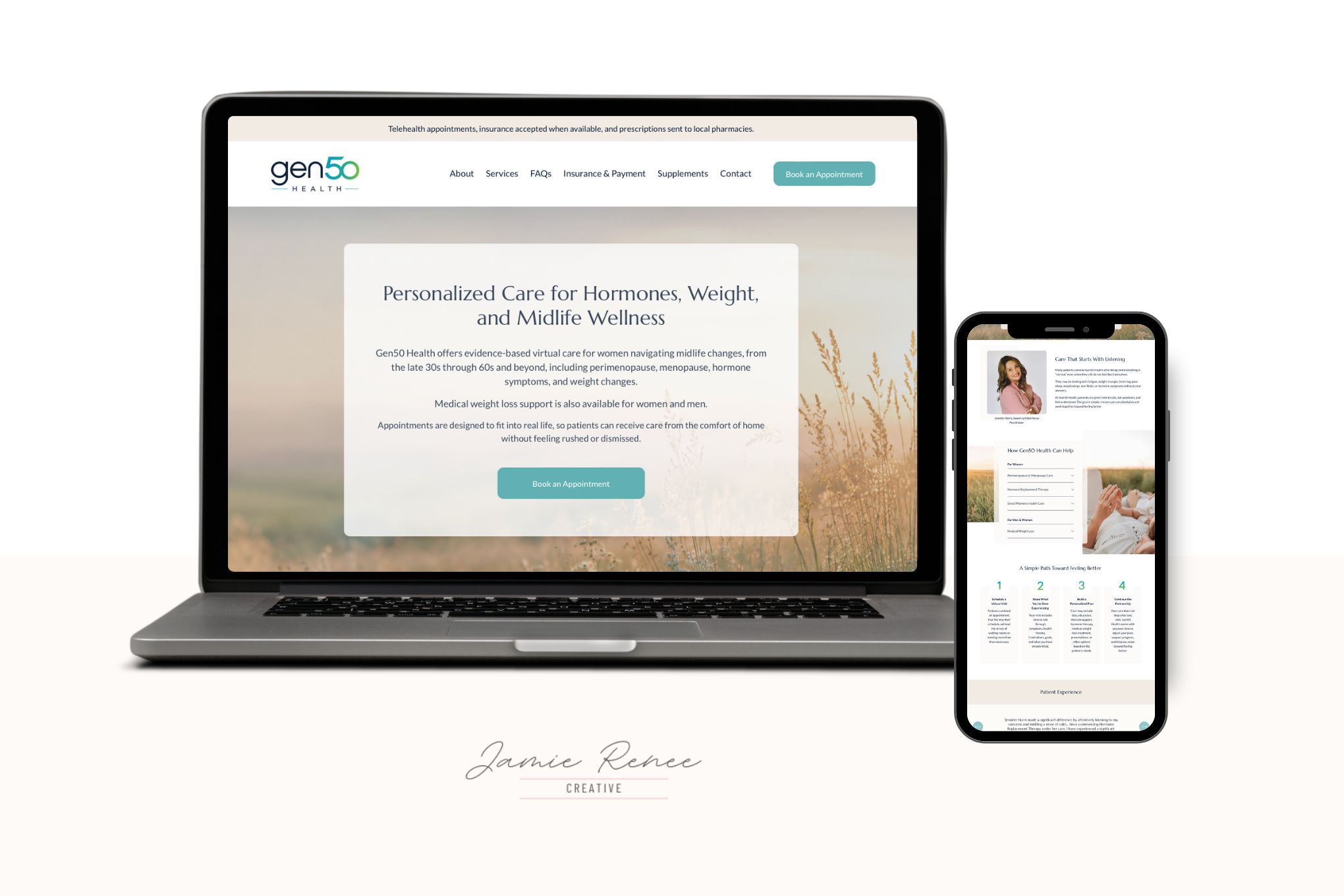 Example of a web design by Jamie (web designer and owner): Gen 50 Health