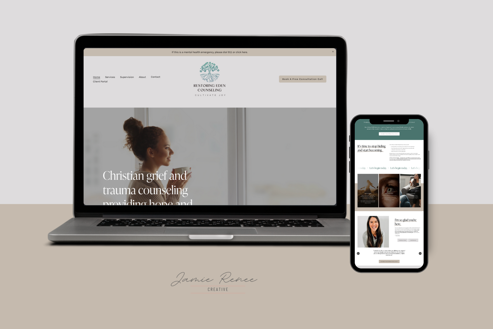 Example of a web design by Jamie (web designer and owner): Restoring Eden Counseling11