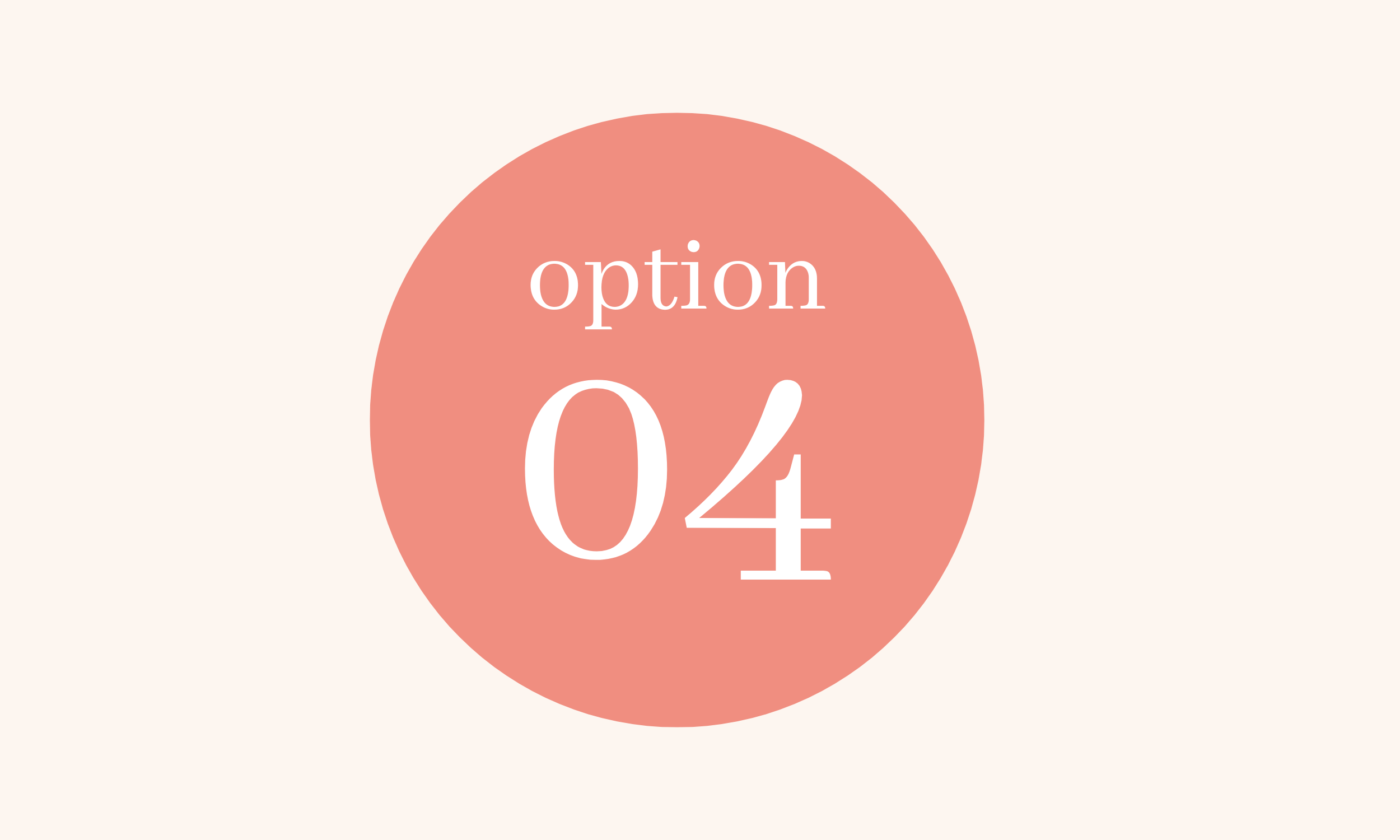 Design with a beige background and a pink circle in the center containing the text 'option 04' in white.