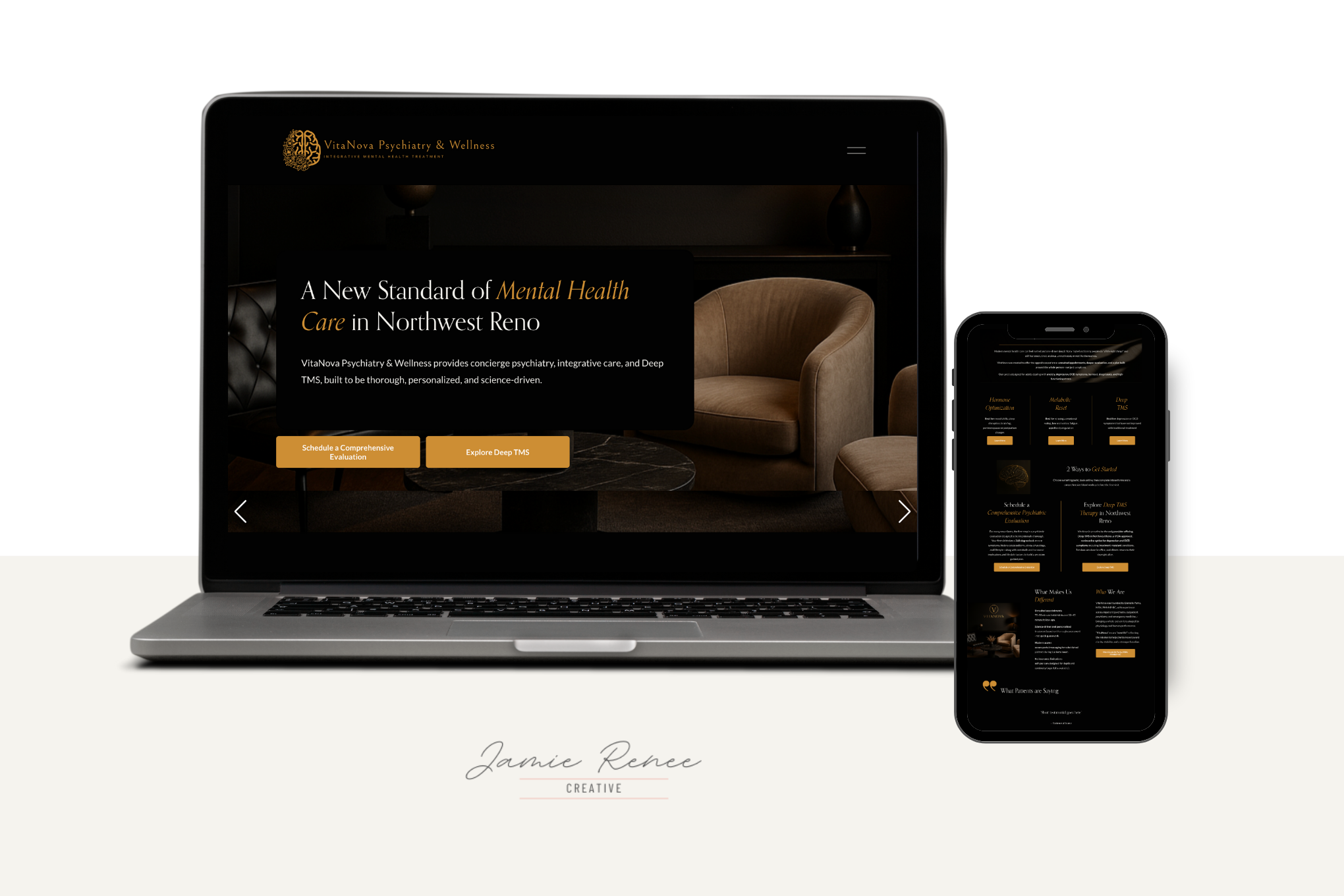 Example of a web design by Jamie (web designer and owner): VitaNova Psychiatry & Wellness