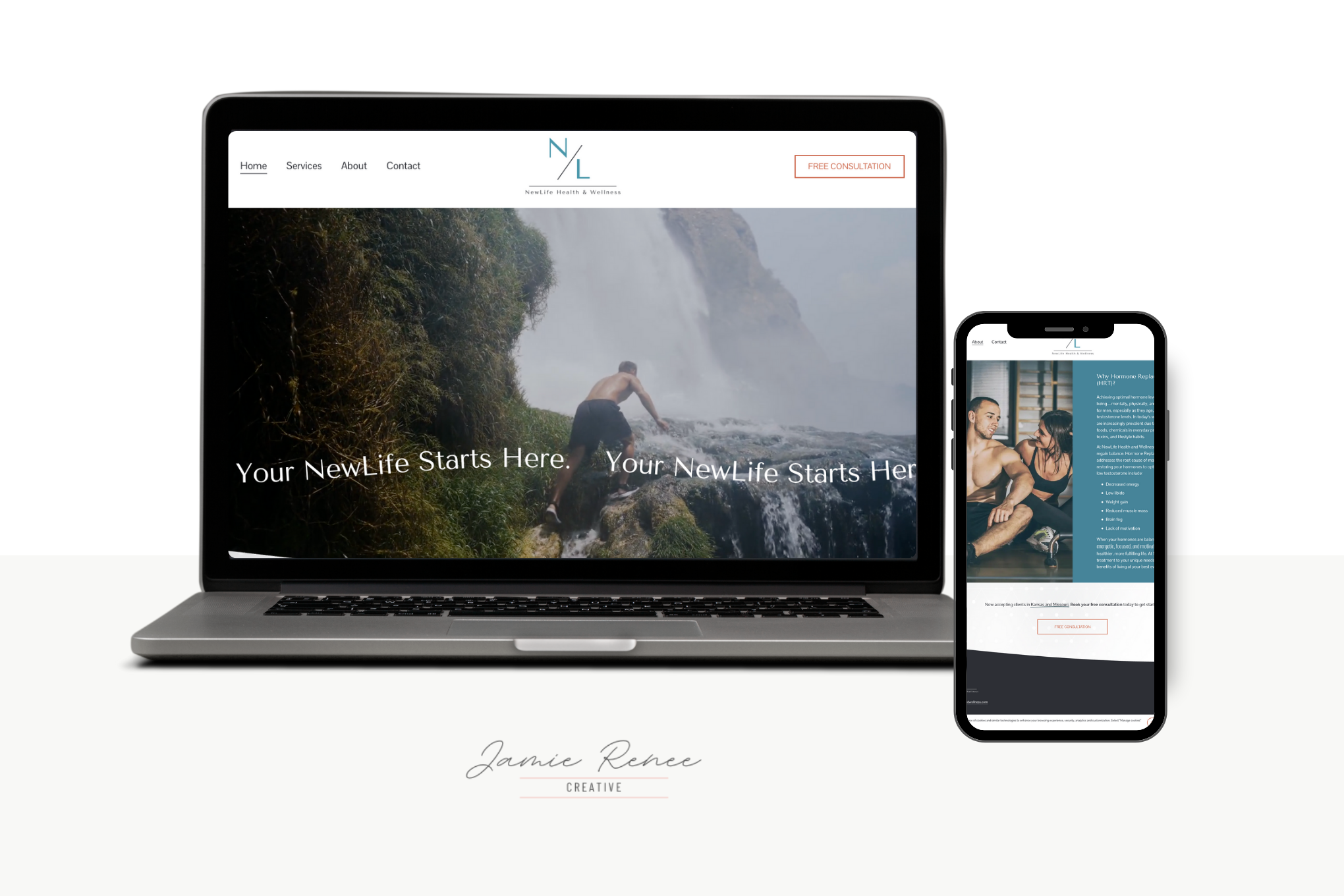 Example of a web design by Jamie (web designer and owner): NewLife Health & Wellness