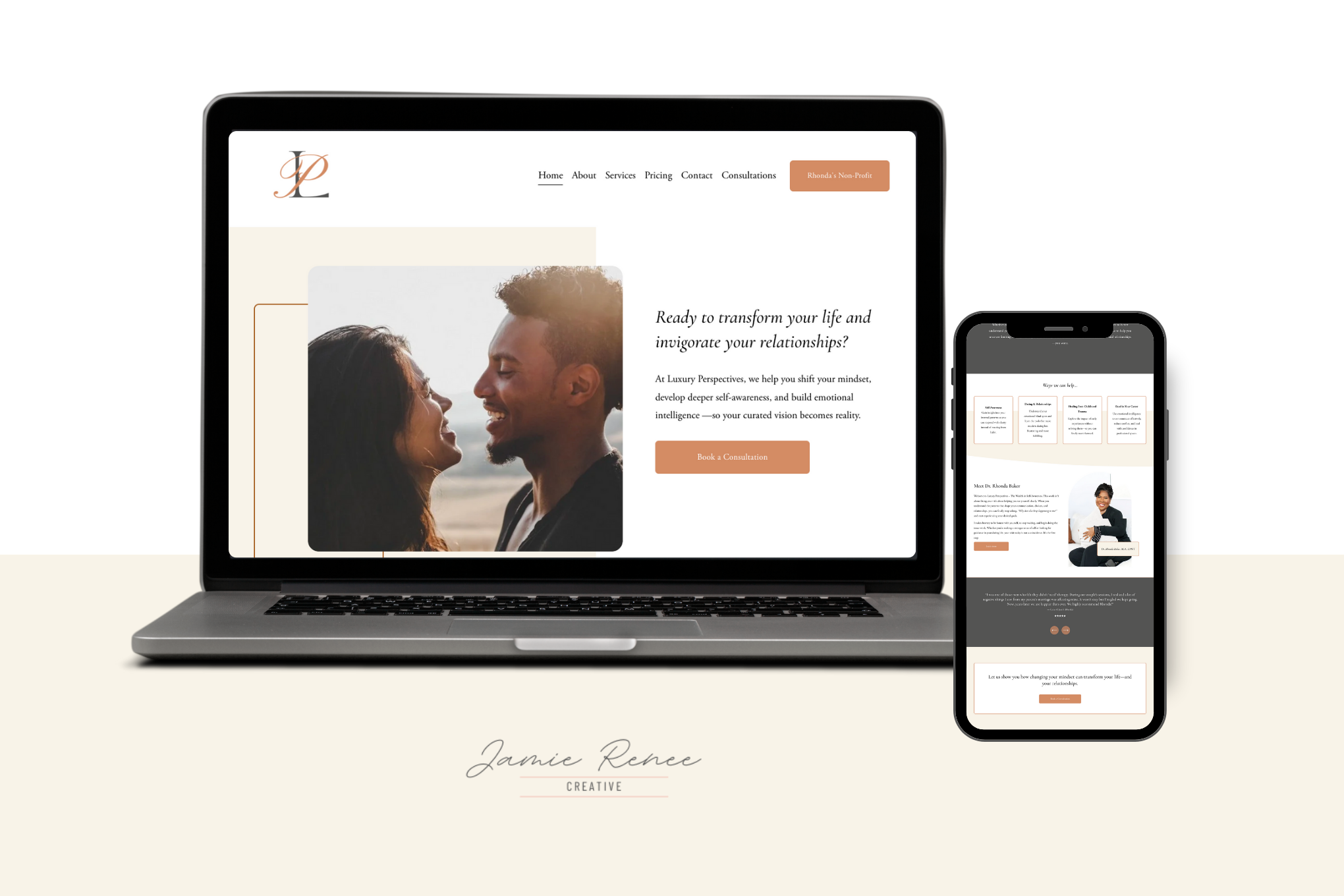 Example of a web design by Jamie (web designer and owner): Luxury Perspectives