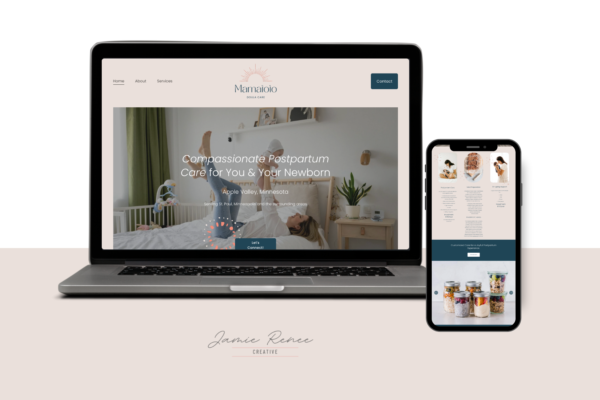 Example of a web design by Jamie (web designer and owner): Mamatoto Doula Care