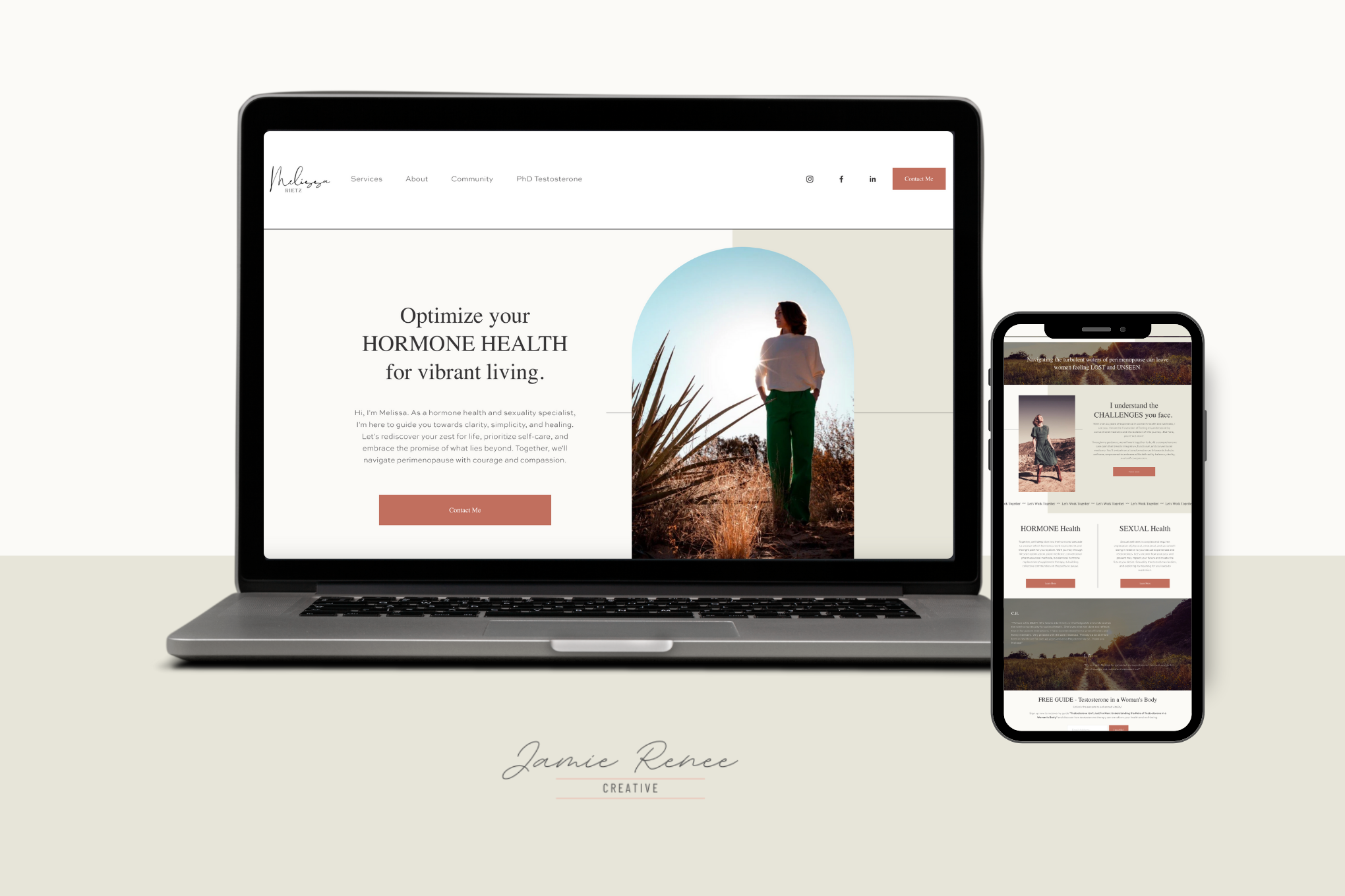 Example of a web design by Jamie (web designer and owner): Melissa Rietz