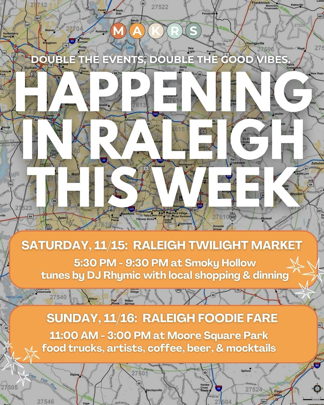 The MAKRS are on their way to Raleigh 🚩 

We are back again this weekend with two MAKRS Events, both pulling up to downtown Raleigh, NC! Swipe along to find any and all the details. As always, it is going to be a GREAT weekend. 

RALEIGH TWILIGHT MA