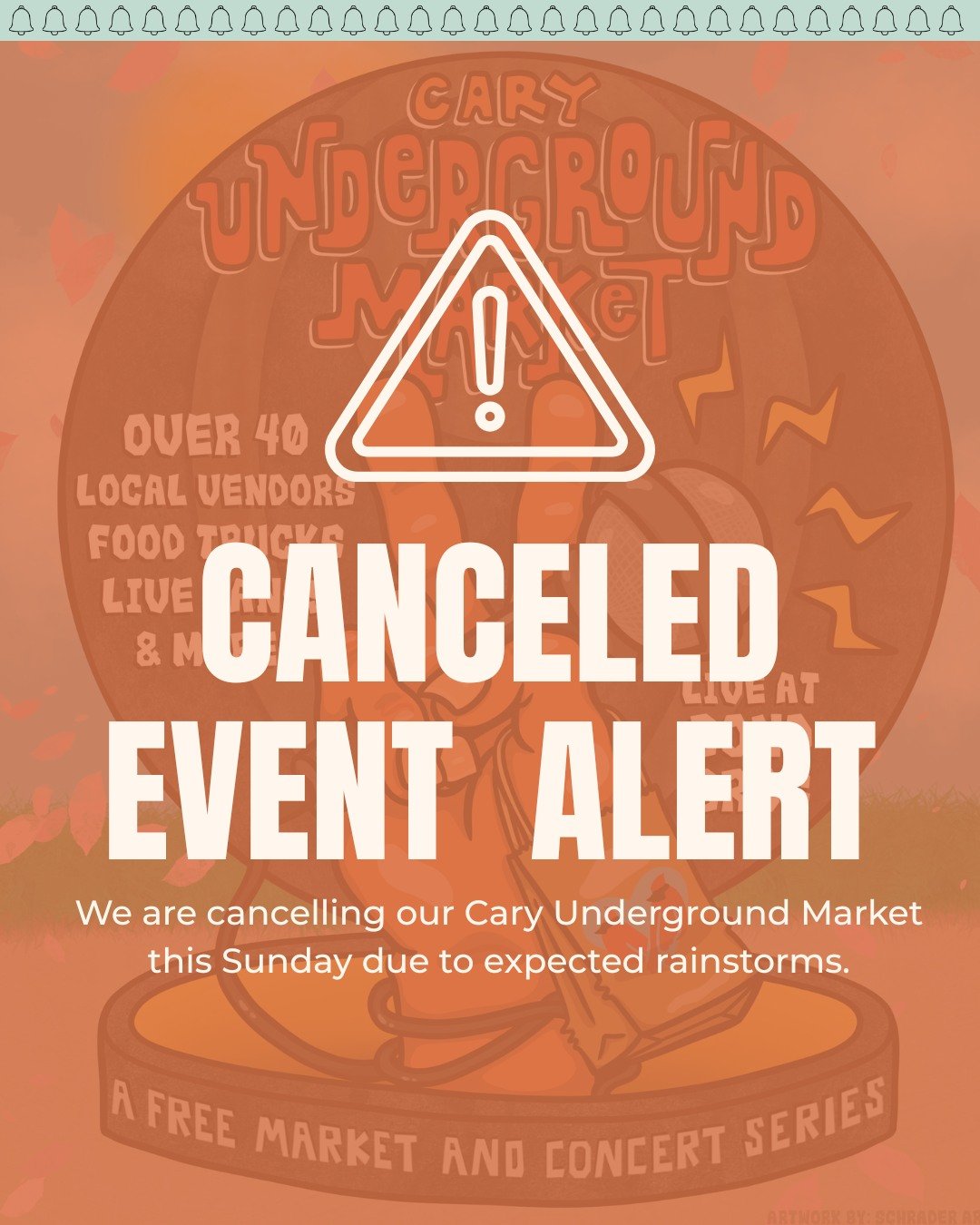 Due to expected rainstorms, we&rsquo;ll be canceling this Sunday&rsquo;s event 🌧️

Wishing you a beautiful, sunny weekend ahead ☀️ soak it up before the showers roll in. Our Cary Underground Market will be back again on Sunday, May 2nd.

 Join us ne