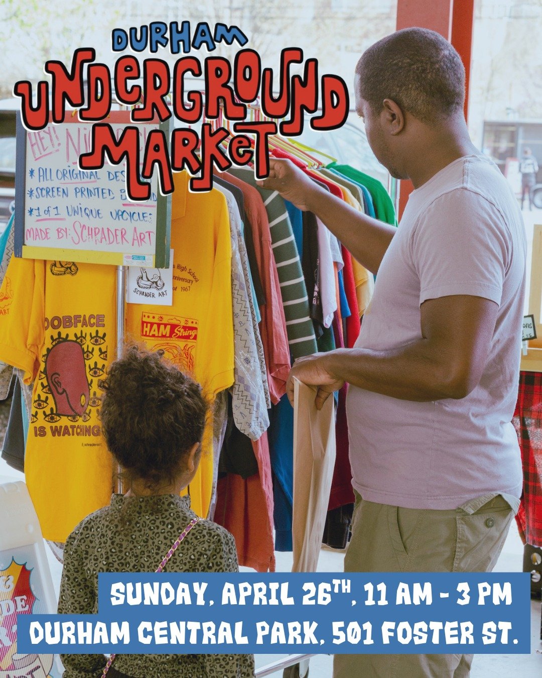 Good Food, Great Finds, Good Vibes ✌️ 

Our Durham Underground Market is this Sunday, April 26th, with local vendors to peruse, delicious local food trucks, and live tunes 🎶 

Durham Underground Market ~ Sunday, 4/26
📍 @durhamcentralpark | 501 Fost