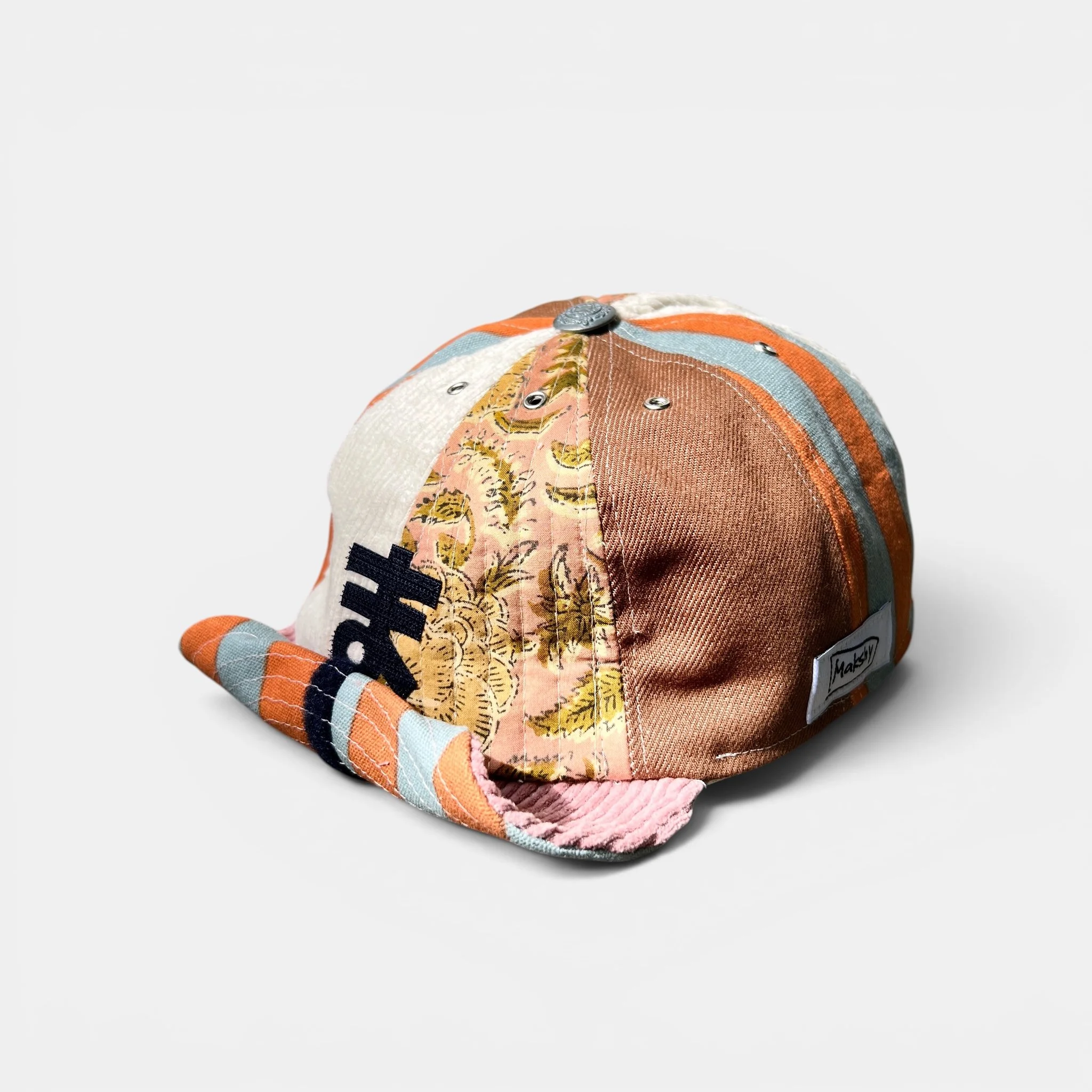 Mixed-Panel Cotton Cap with Roll-up Visor — Light