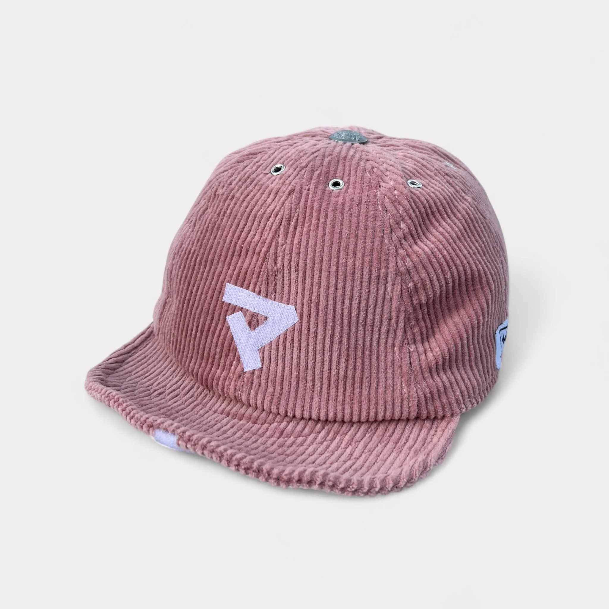 pink-corduroy-baseball-cap-katakana-motif-visor-Makshy .jpg