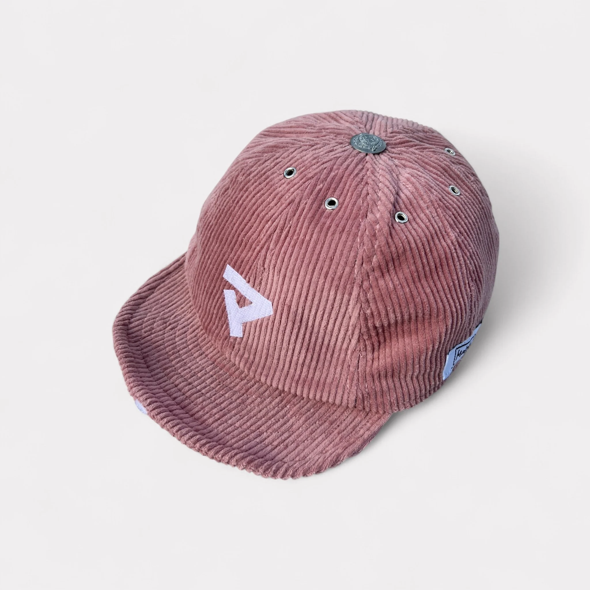 pink-corduroy-baseball-cap-top-view-visor-Makshy .jpg