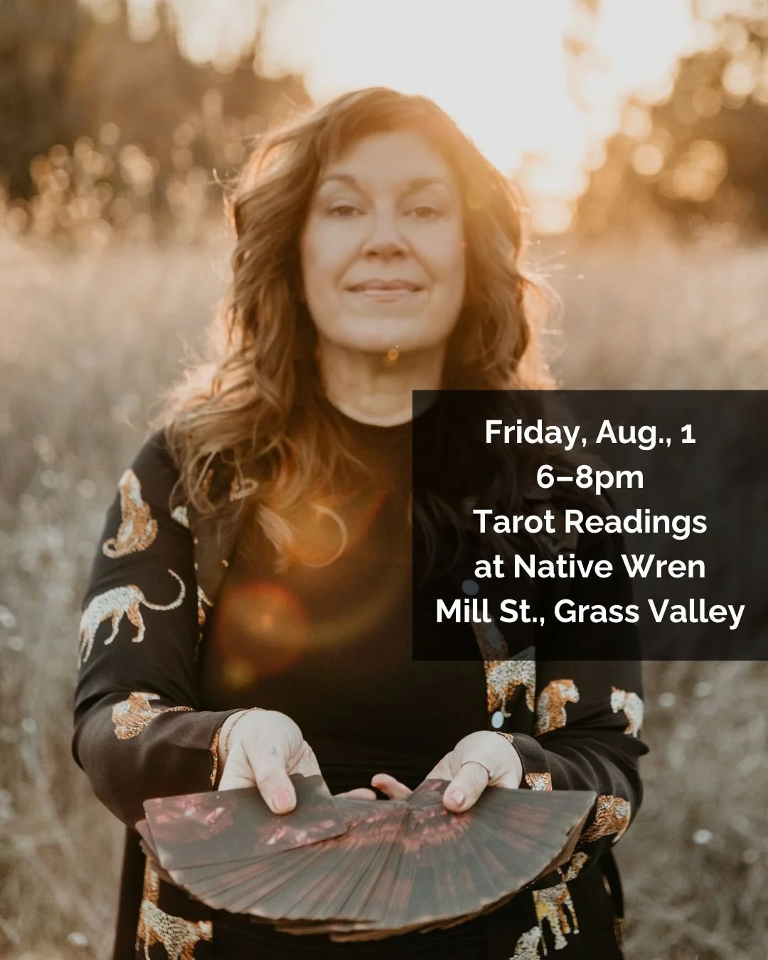 Happy August! Join me tonight for a fun evening @nativewren in downtown Grass Valley, California ~ 125 Mill Street.

💃 Fashion show
🌸 Local bouquet bar
🔮 Tarot readings by moi
🏷️ Special event sales
🪄 Fundraising for The Cinderella Project

Hope