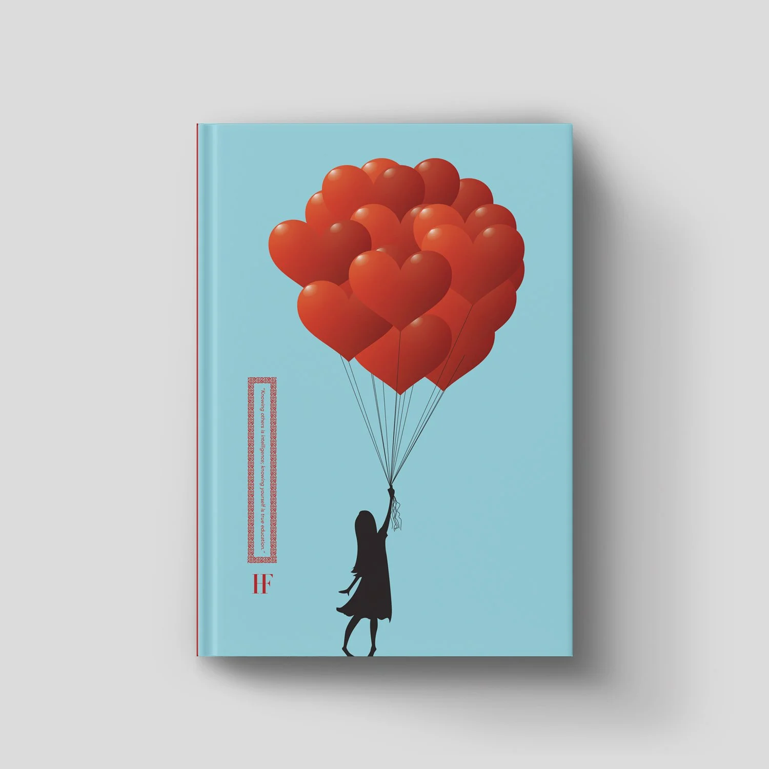 HF Writing Journal, Girl with Heart Balloons Illustration Cover