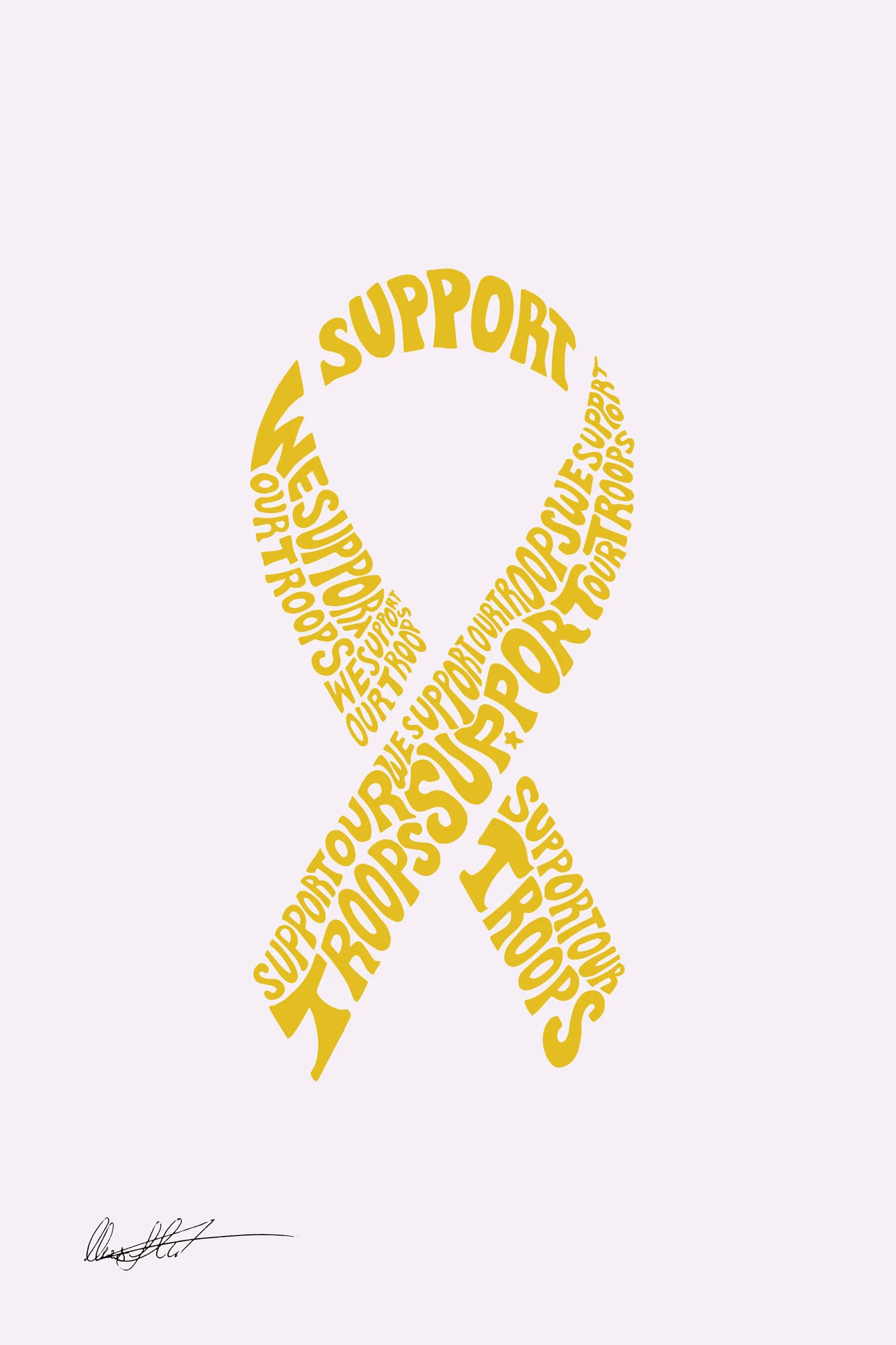 Support Our Troops Ribbon Word Illustration