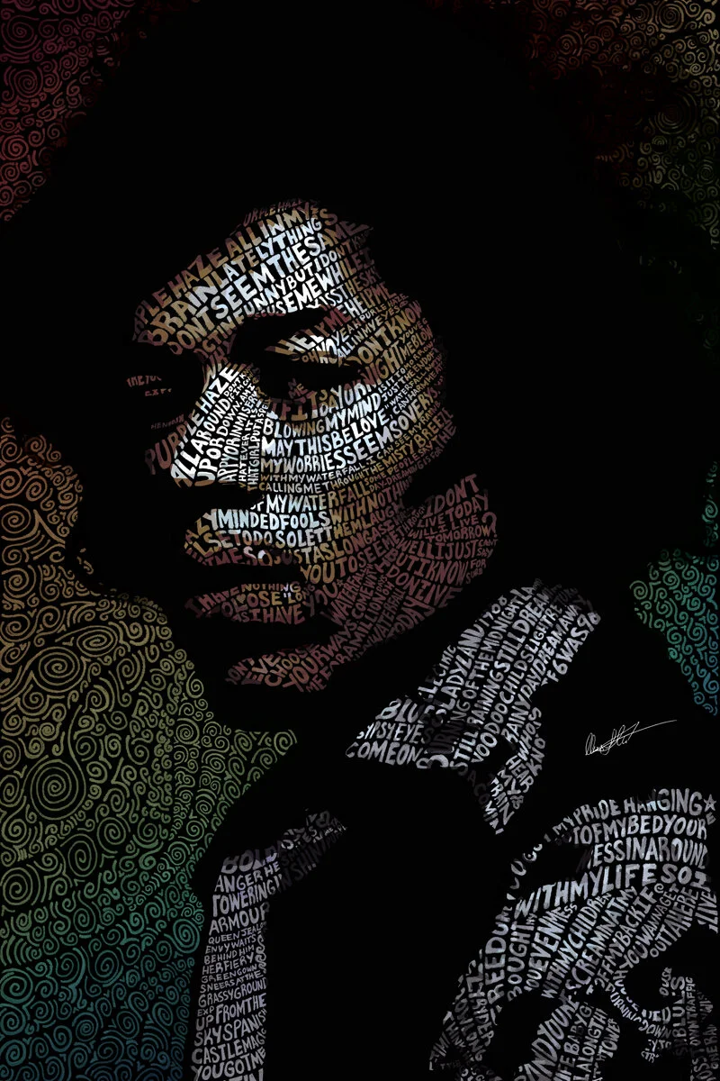 Jimi Hendrix Word Illustration Portrait