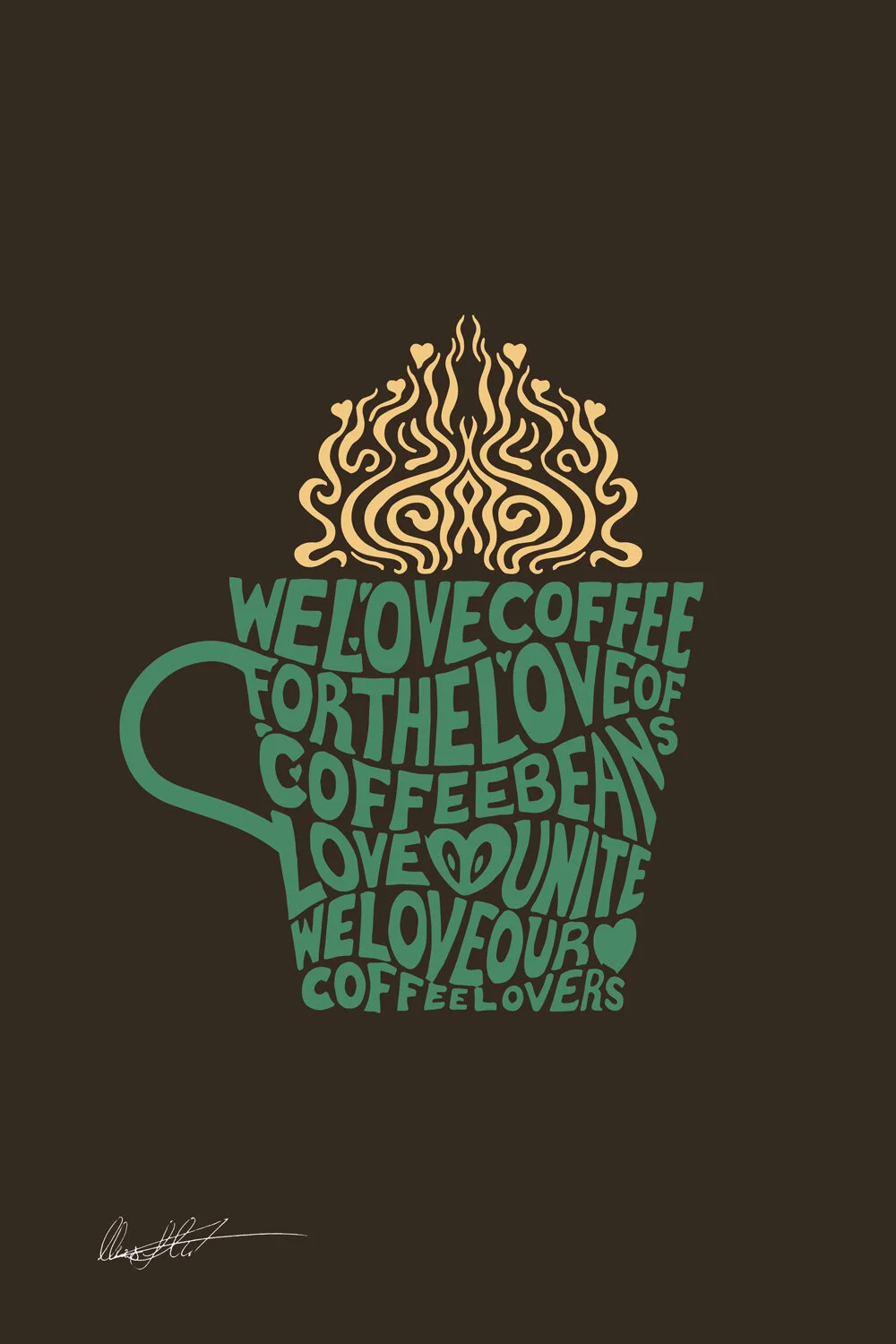 For The Love of Coffee Word Illustration