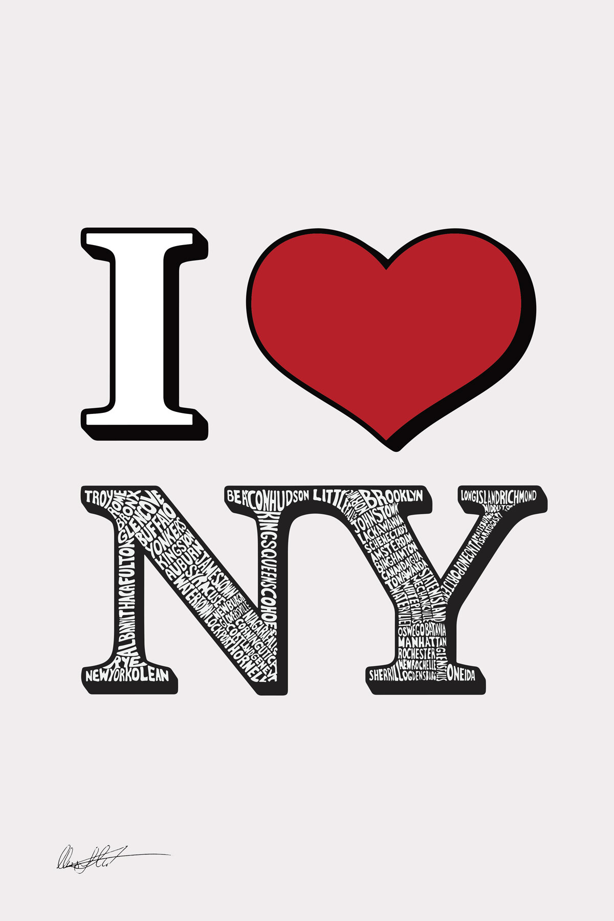 I Heart NY Word Illustration