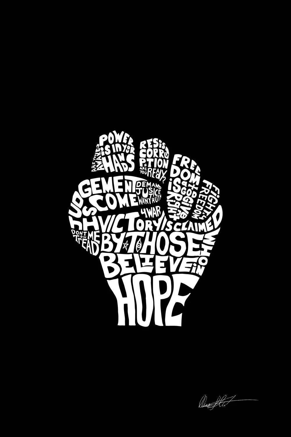 Fist of Hope Word Illustration