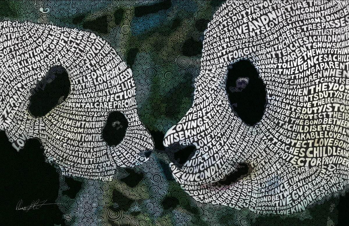 Eternal Bonds Panda Word Illustration Portrait