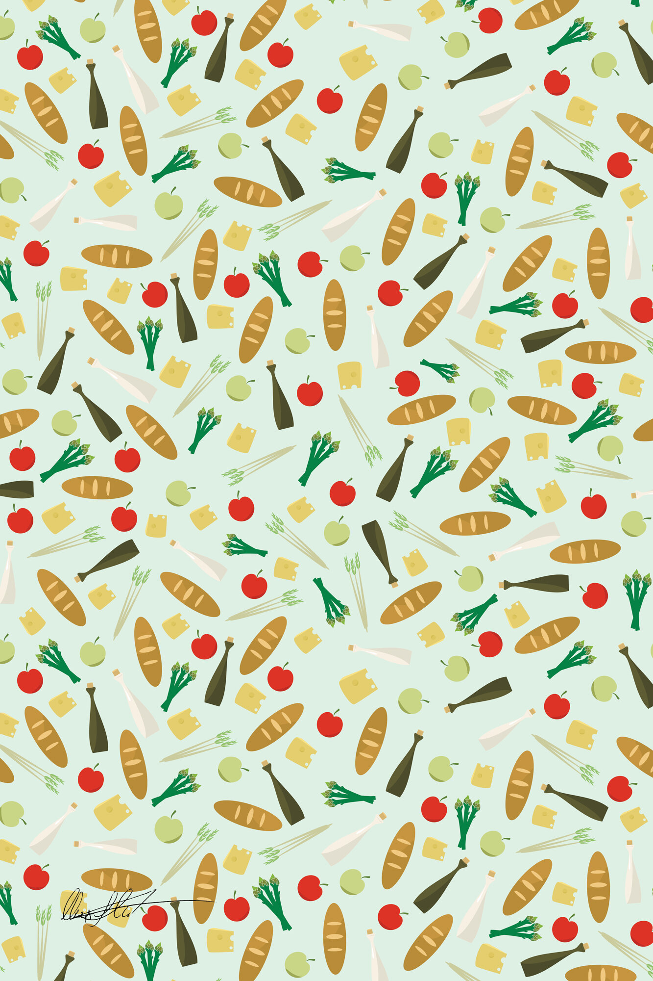 Organic Food Pattern Illustration