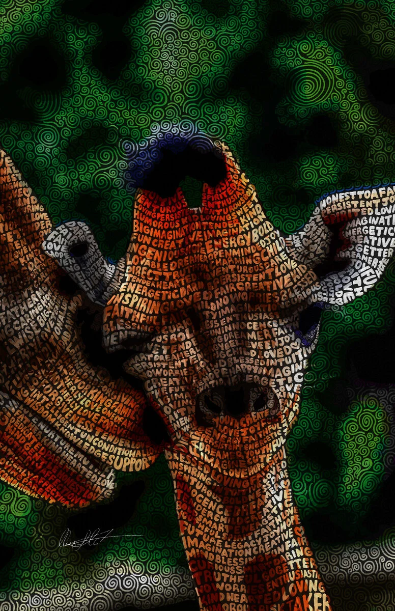 Loving Giraffes Word Illustration