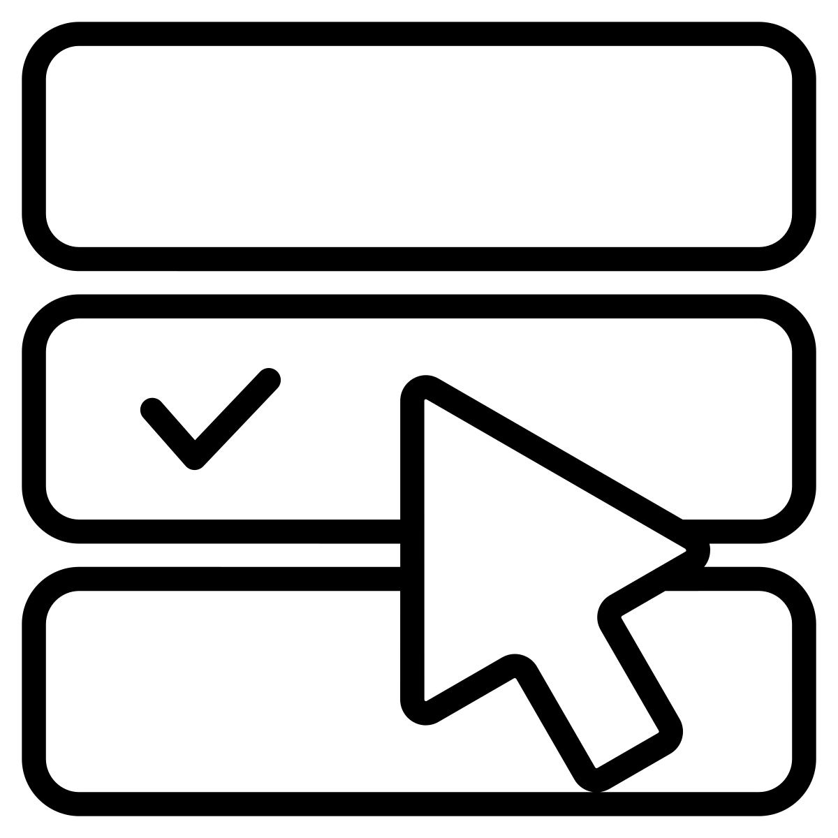 Icon of a computer cursor clicking a checkbox