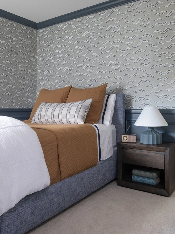 Layered and textured, in a space which will grow with this little boy. 💙

I recently returned to a clients home to design little brother&rsquo;s room. Big sister got her dreamy white and pink aesthetic space (IYKYK) last year, along with their share