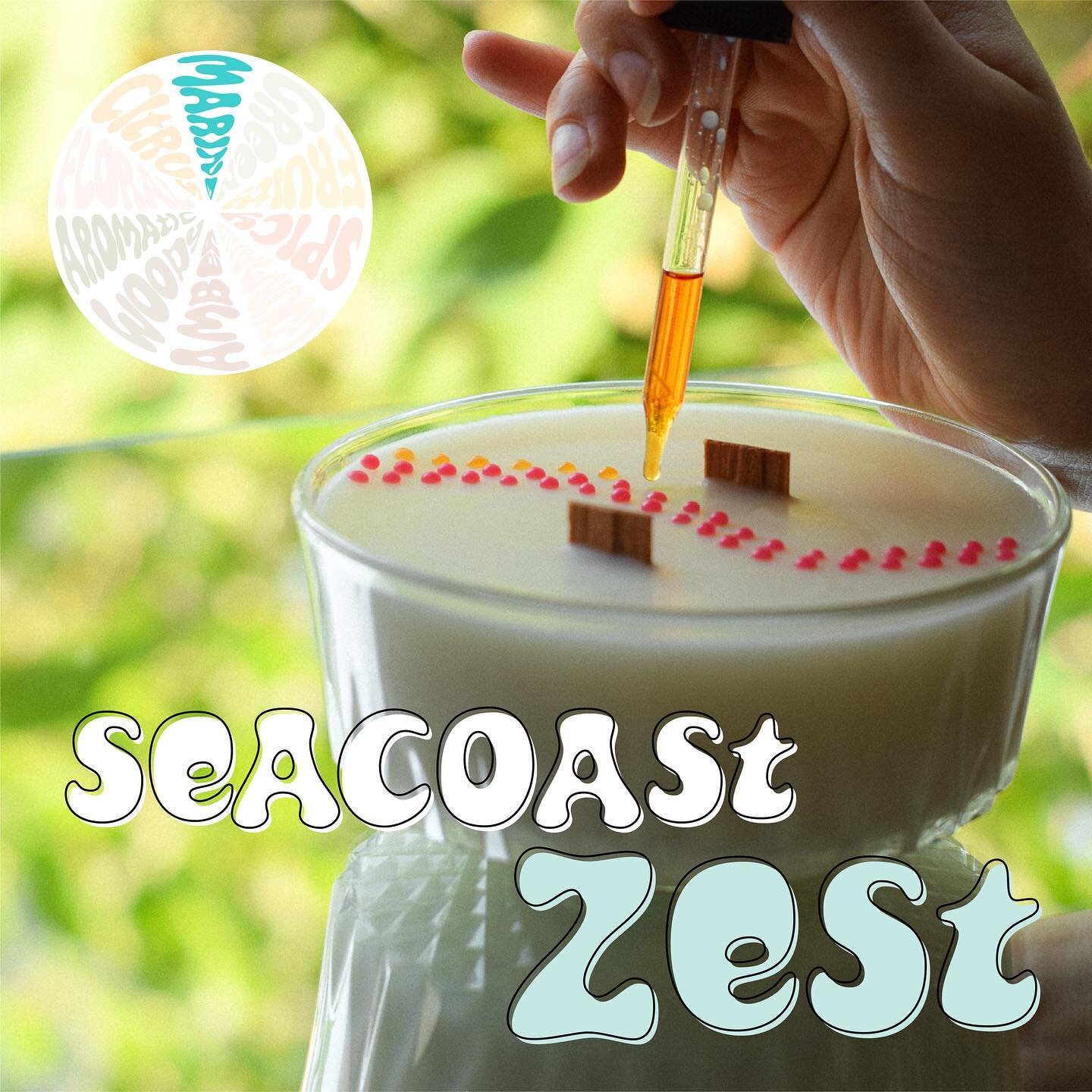Want to experience the beach without leaving your home? Check out our Seacoast Zest candle 🍋🌊 With strong notes of ozone &amp; sea salt, this fragrance is a great example of the Marine fragrance family on the scent wheel. This candle is like a brea