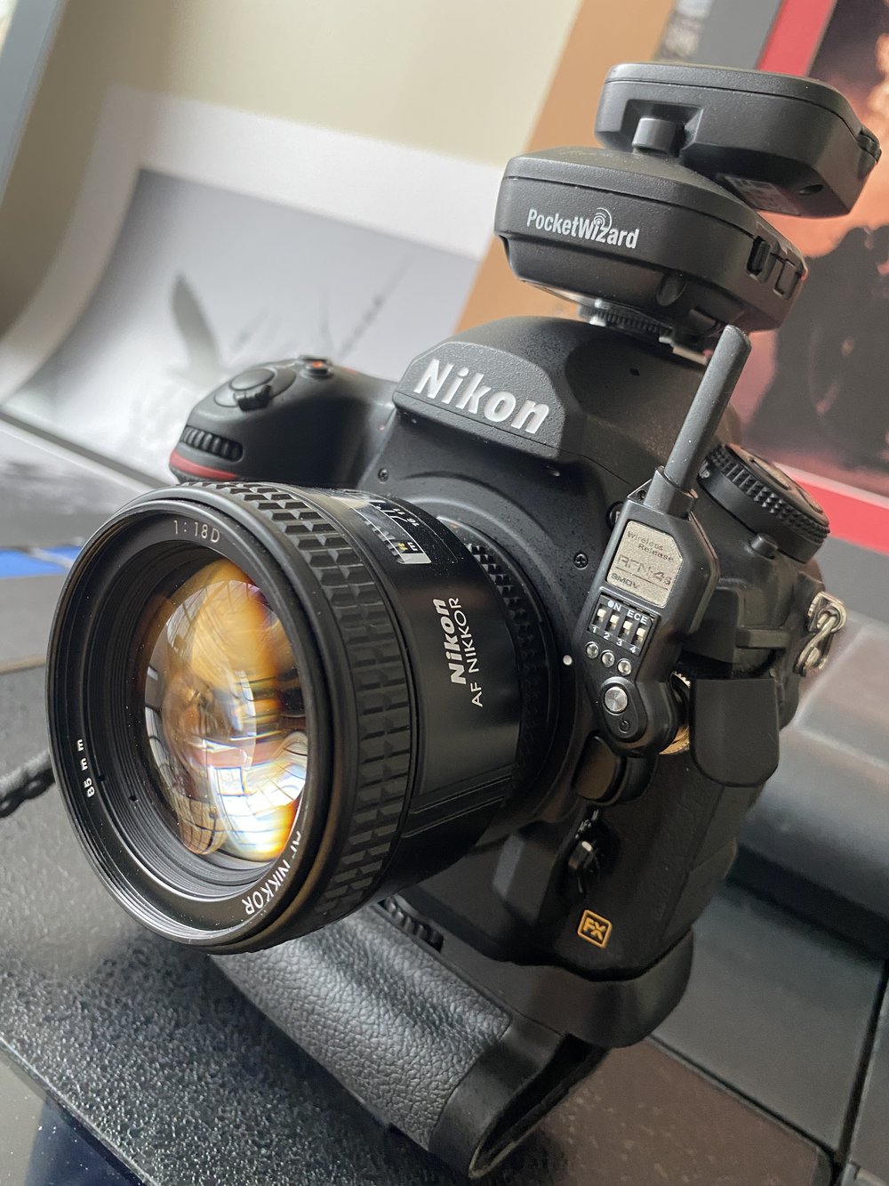 Nikon D850 pictured here with the cream machine's baby brother-the 85mm f/1.8D