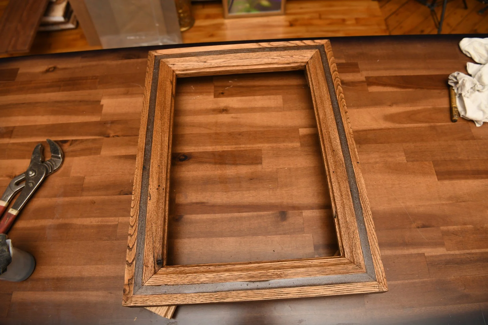 Custom Oak Frame with black epoxy inlay
