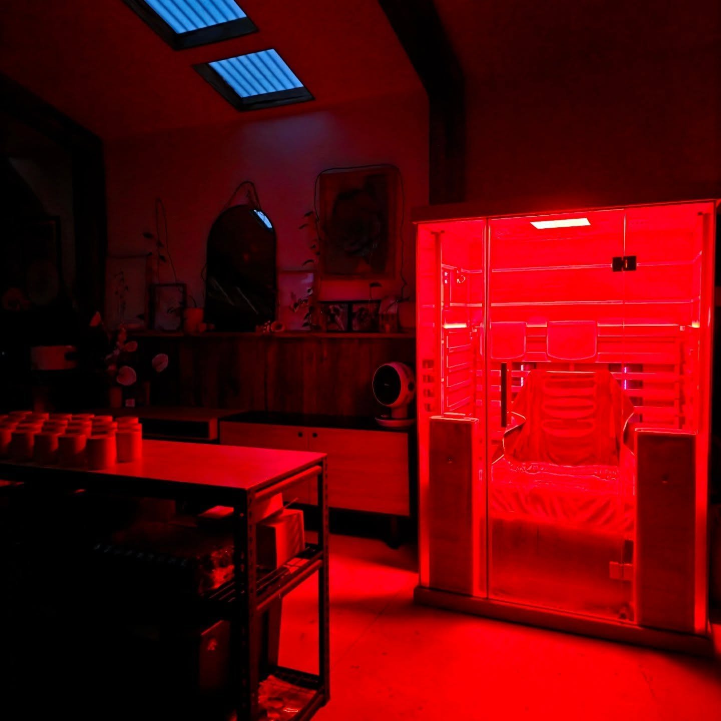 Candle studio during the day... Sauna studio at night. 🕯🔥
