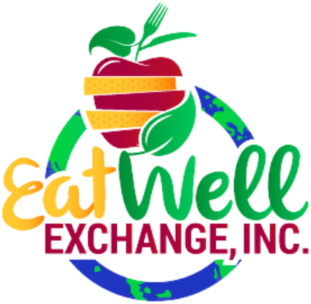 Logo for Eat Well Exchange Inc. featuring an apple with a leaf