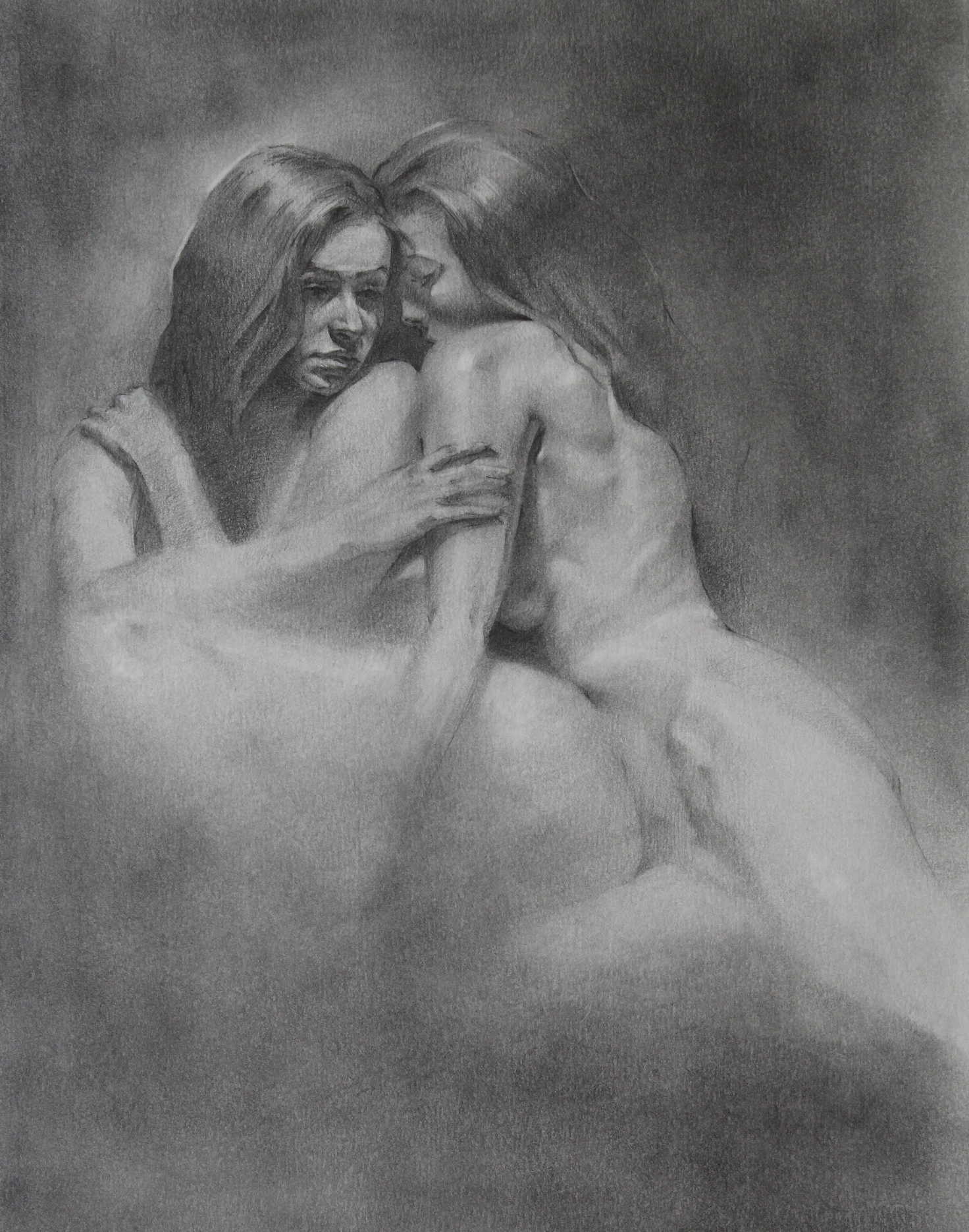 Fine Art pencil drawing by Giulio D'Amico of freelance nude model Dane Halo