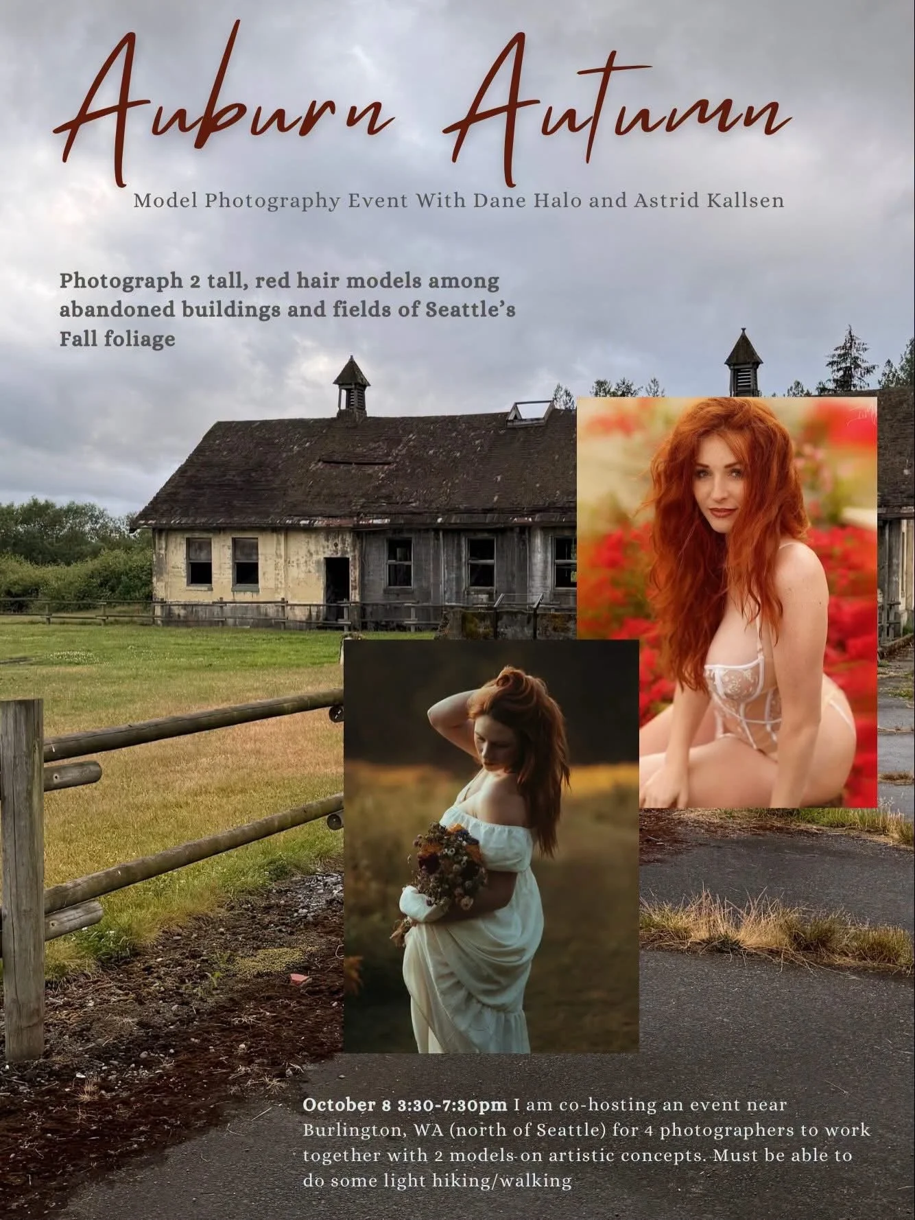 Two redhead models available for artful undress photoshoot in Seattle area