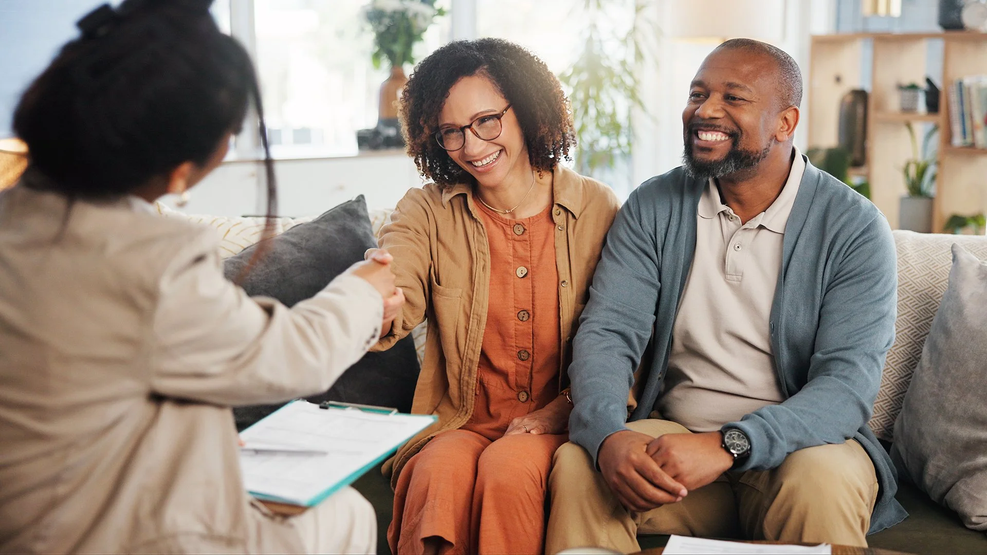 Couple meeting with lender.