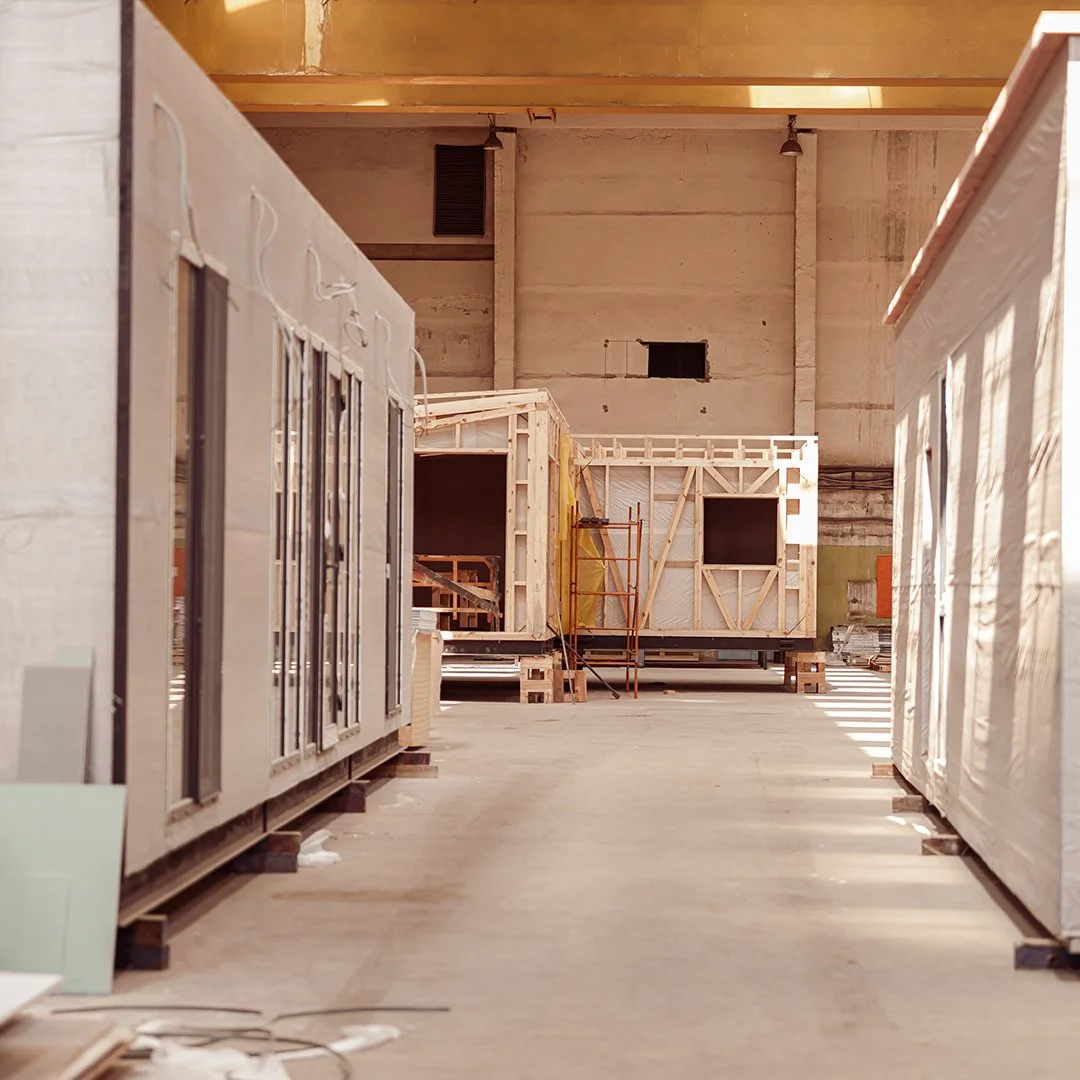 Image of modular homes being built