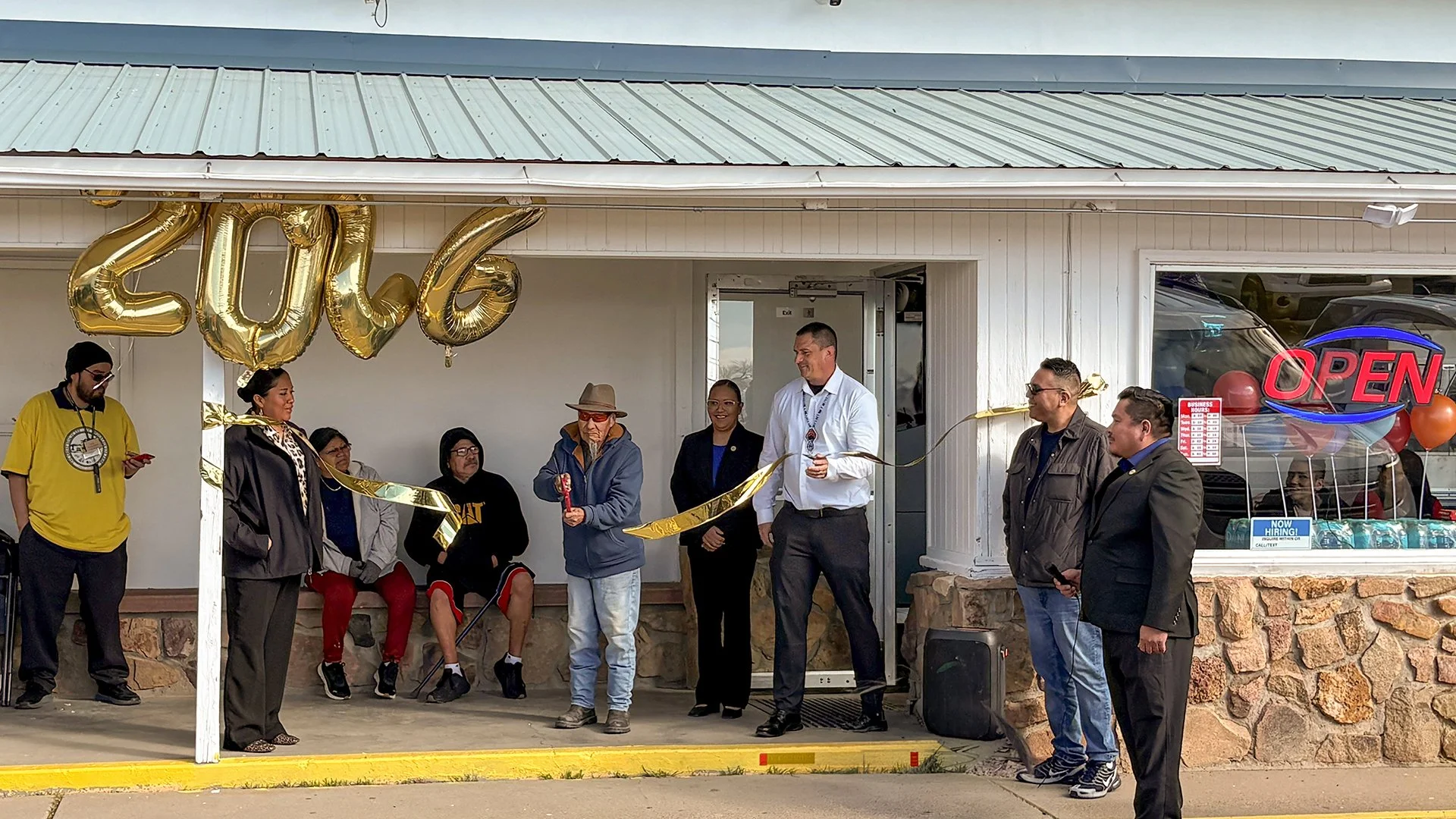 Ribbon cutting in front of Towaoc's Nuchu Market located just outside of the Ute Mountain Ute Reservation.