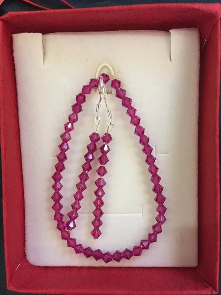 Pink Swarovski Bracelet & Earrings Set