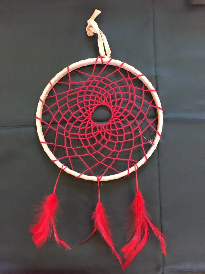 Large Red & Cream Dreamcatcher