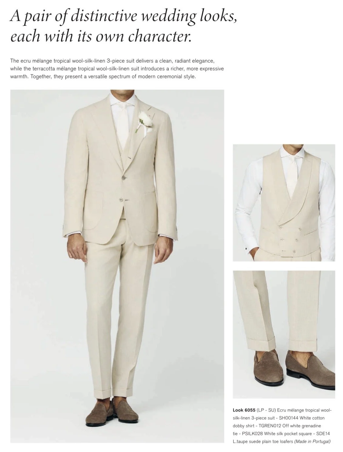 Light Tan Summer Blended 3 Piece Suit Look Wedding Collection SS2026