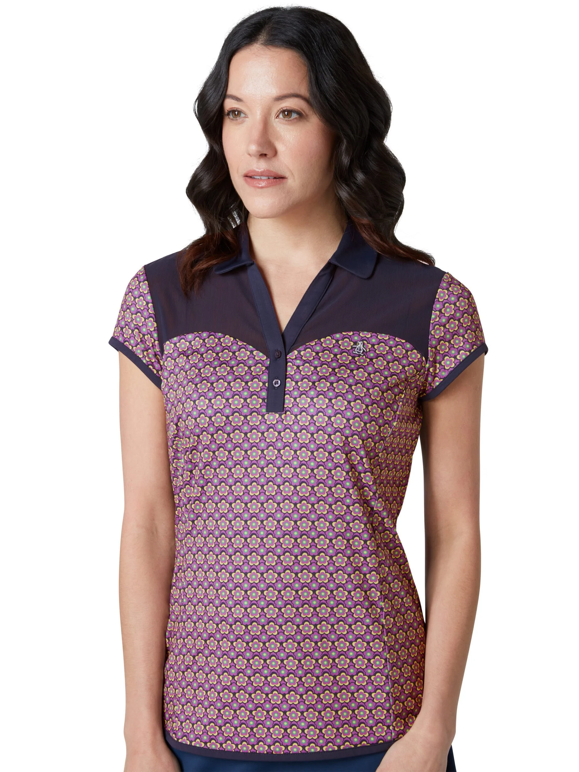 WOMEN'S SWEETHEART FLORAL PRINT CAP SLEEVE Polo -30%