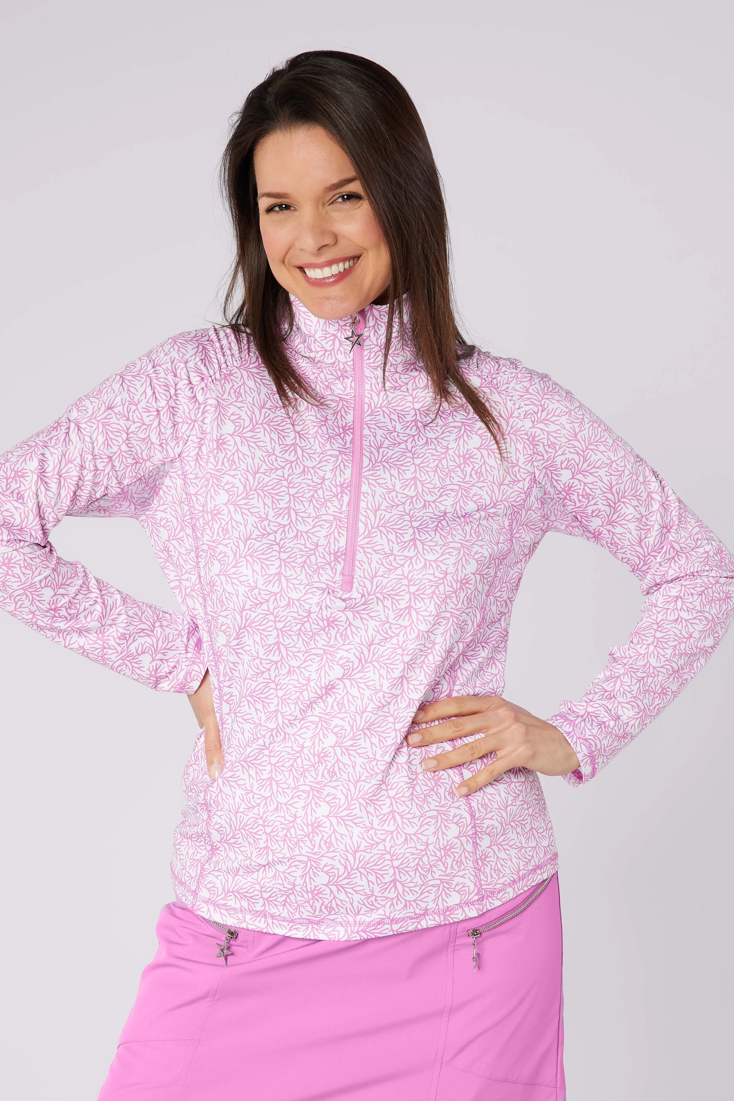 SUNSHINE NET 1/4 ZIP LONG SLEEVE Polo