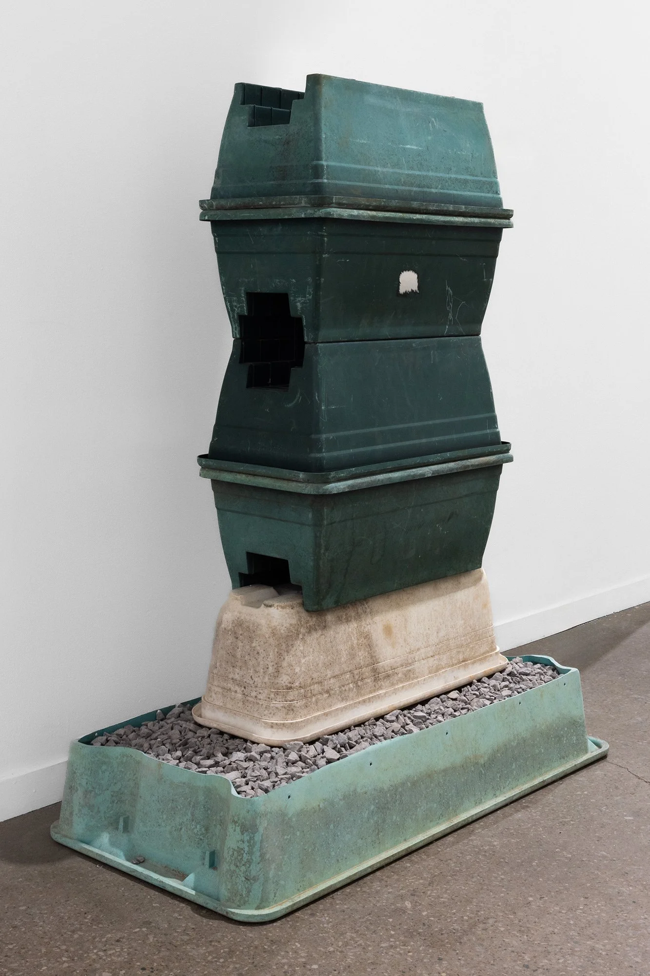 "Longevity Pedestal" at SPACES Cleveland, for "Everlasting Plastics" 2025. Photo by Jacob Koestler.