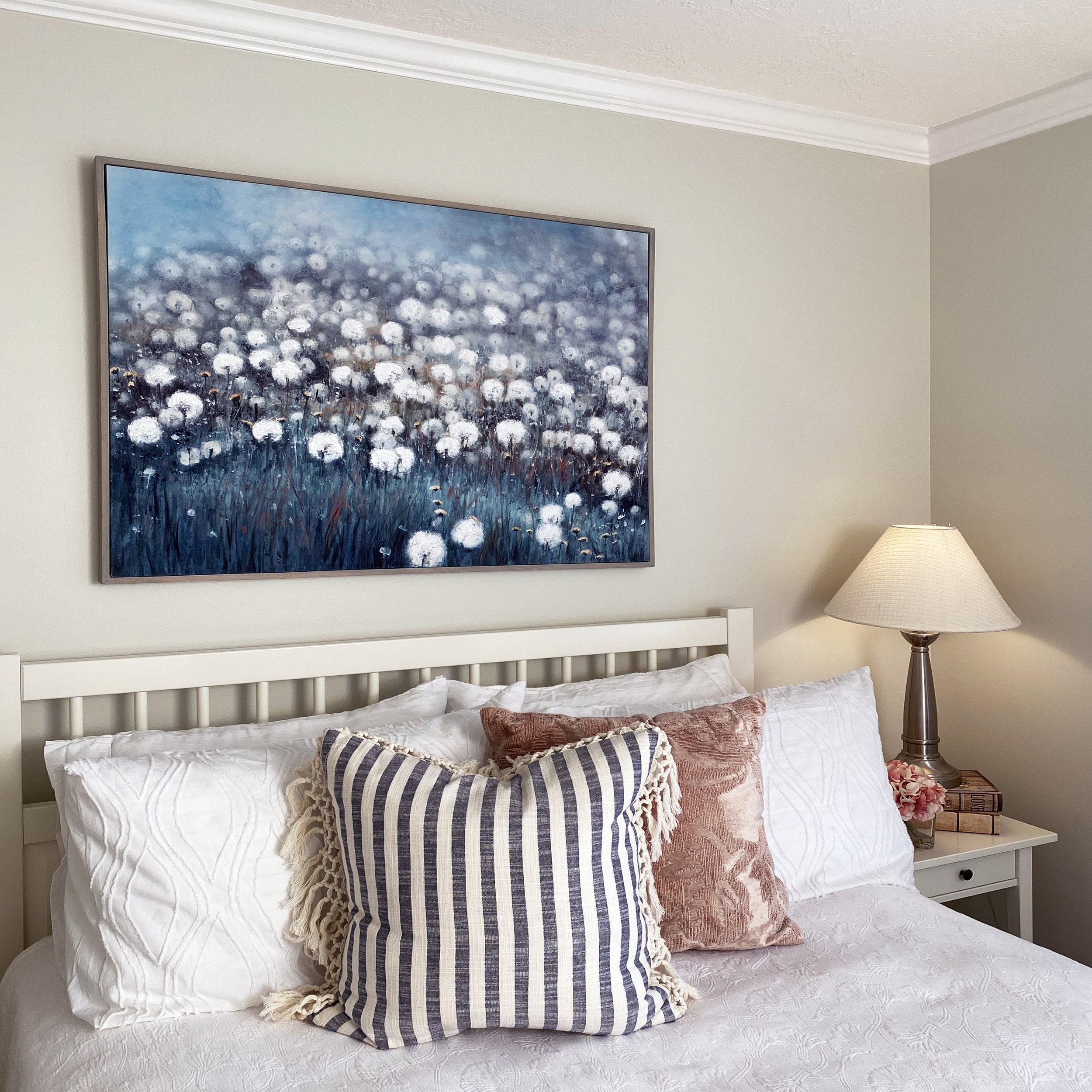 IKEA FURNITURE, NEW PAINT, ART AND PILLOWS