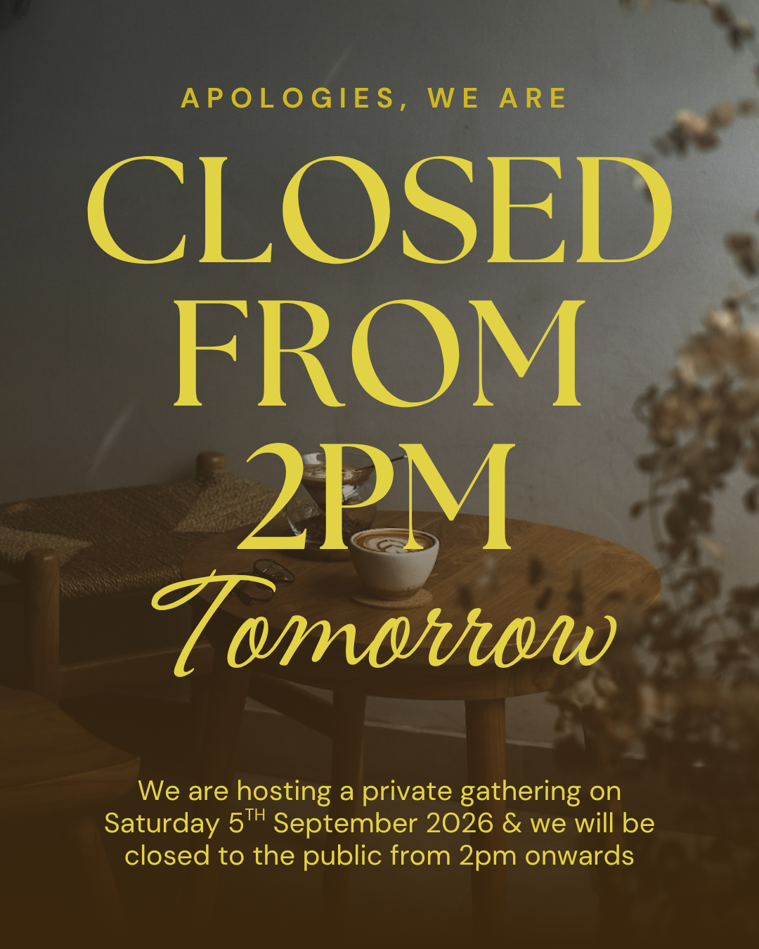 Closed from 2pm