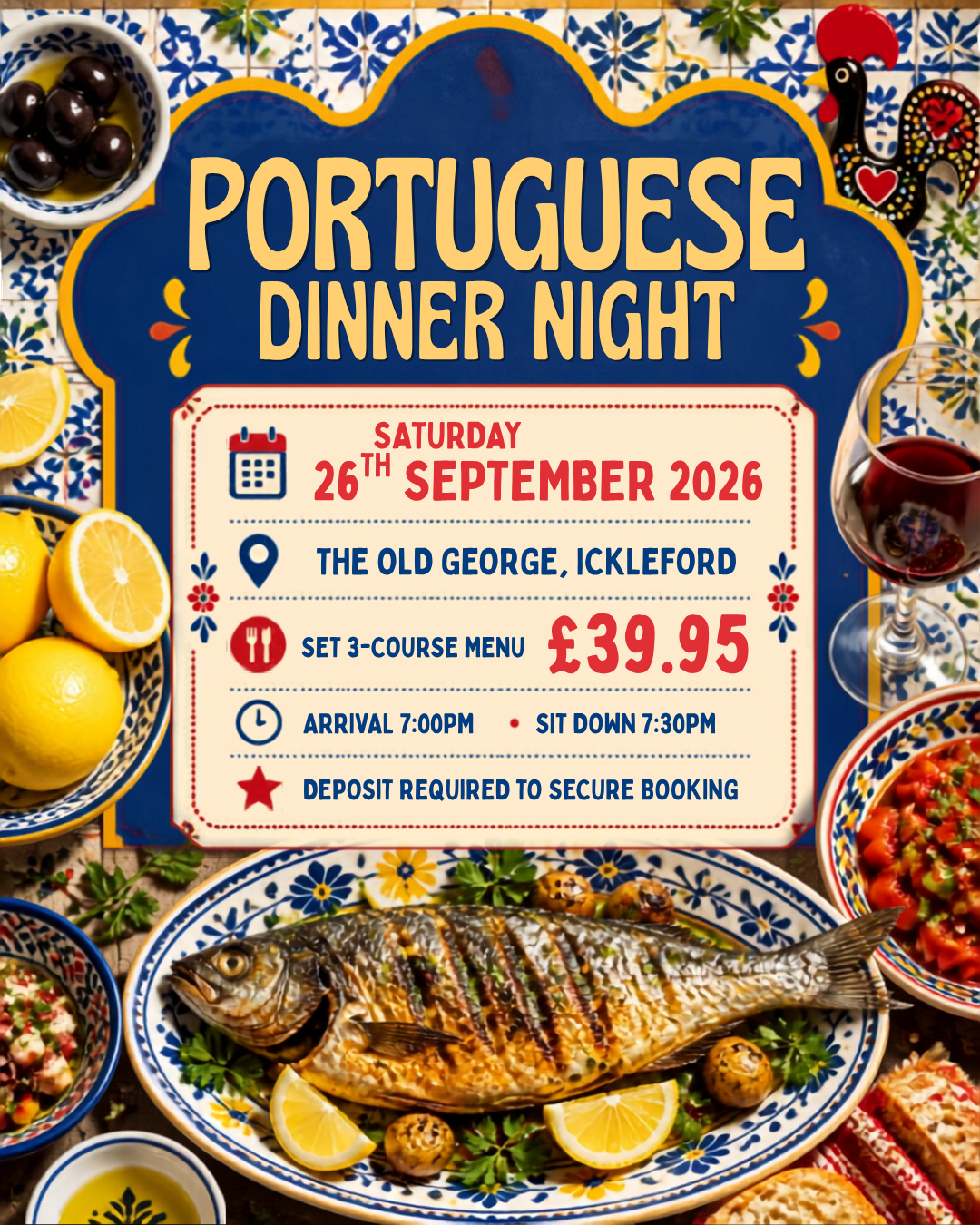 Join us for a Taste of Portugal at The Old George Ickleford on the 26th September