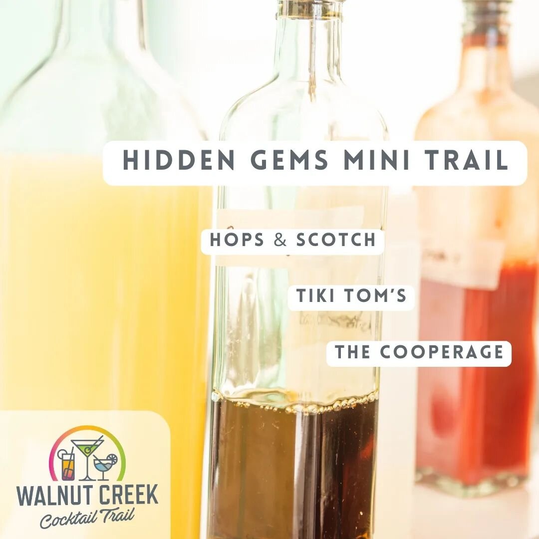 Explore some hidden gems on the Walnut Creek Cocktail Trail 🍸 Sip and check-in at @hops_and_scotch, @tikitomswc, and @thecooperagewc and you will have enough points to redeem for one of our Walnut Creek Cocktail Trail exclusive items! 

Learn more a